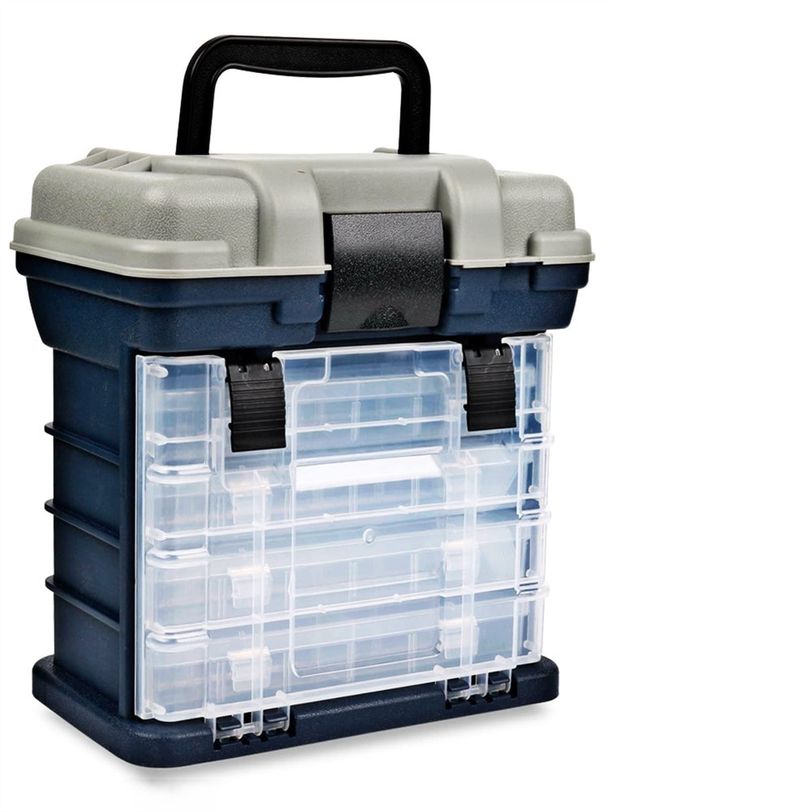 KDAWN 4-Layer Portable Fishing Tackle Box with Plastic Handle - 27 x 17 x 26cm Large Capacity Storage for Carp Fishing Gear & Accessories - Durable Design Extends Tackle Lifespan - Perfect for Freshwater, Saltwater & Boat Fishing Trips