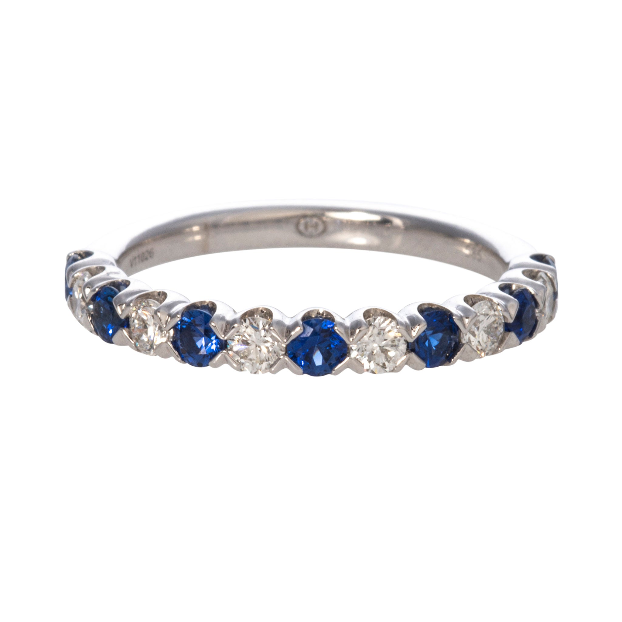 0.55ct Natural Sapphire & 0.39ct Diamond 14K White Gold Half Eternity Band Ring - Perfect for Engagement, Anniversary & Wedding Jewelry Gifts