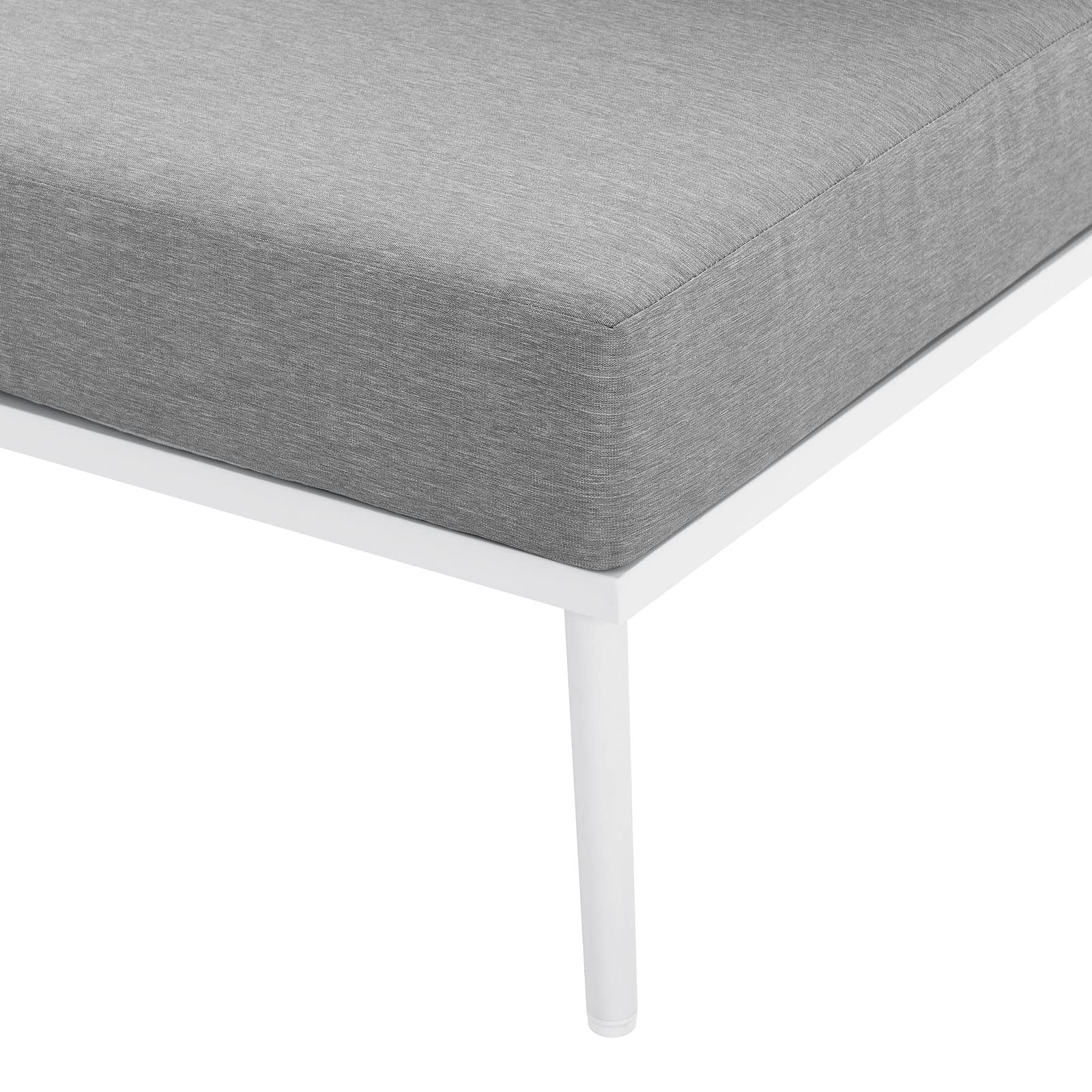 Modway Stance Outdoor Patio Armless Chair - White & Gray Woven Rope Aluminum Furniture for Garden, Poolside & Balcony Relaxation