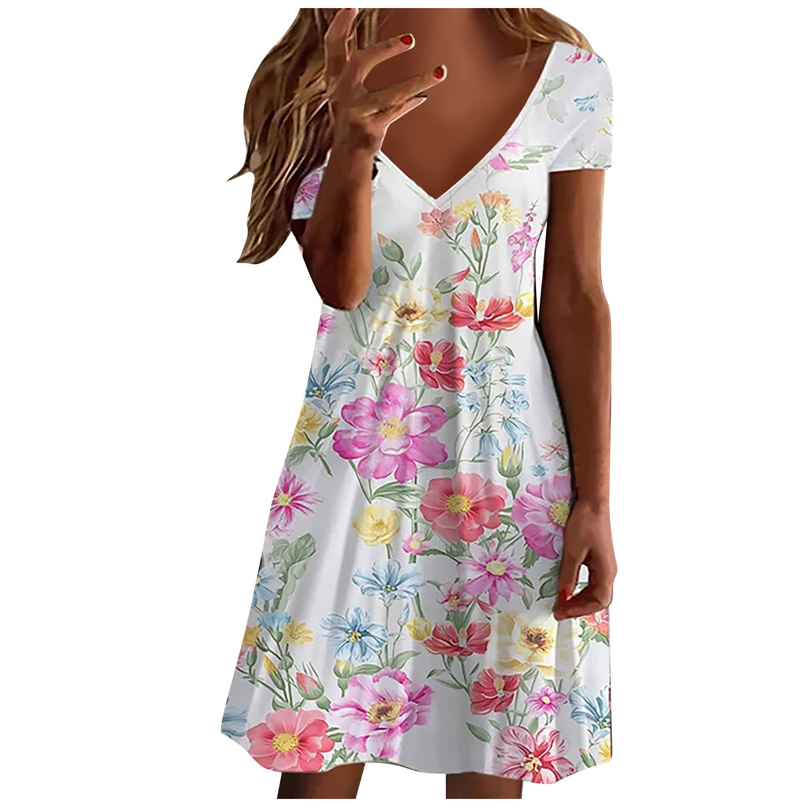 Boho Dress for Women - Loose Flowy Beach Cover Up Dress, Hawaiian Summer T-Shirt Dress with Pockets | Perfect for Vacations, Beach Trips, and Casual Outings