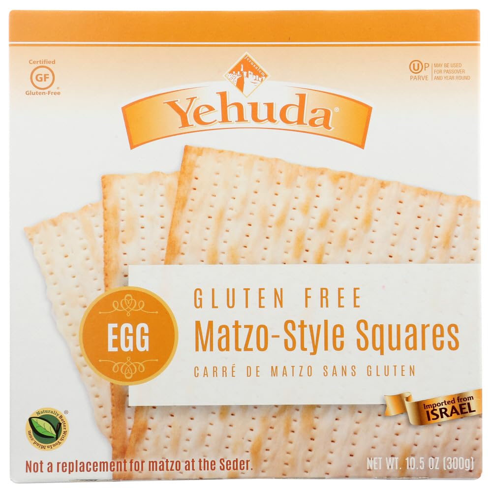 Yehuda Gluten Free Egg Matzo Style Squares - Kosher for Passover - 10.5 oz (Pack of 6) - Perfect for Jewish Holidays, Seder Meals & Celiac-Friendly Snacking