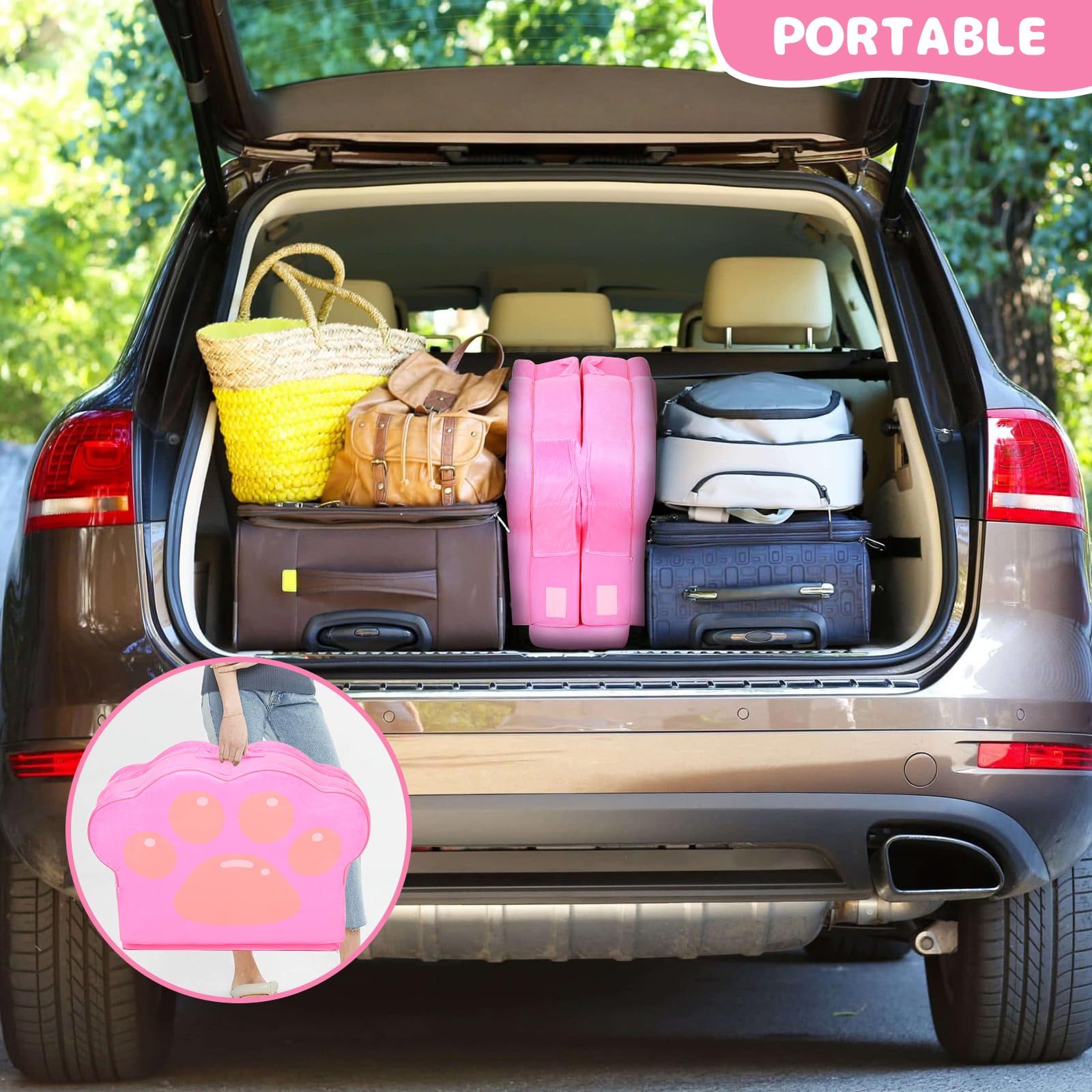 Portable Foldable Toddler Travel Bed for Kids 1-5 Years - Soft, Safe & Lightweight Floor Bed for Home, Camping & Sleepovers (Pink) - Perfect for Indoor, Outdoor & Travel Use
