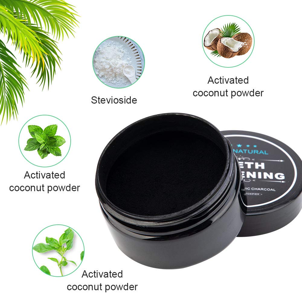 2-Pack Activated Charcoal Teeth Whitening Powder - Natural & Organic Coconut Toothpaste Alternative for Oral Care - Chemical-Free Dental Hygiene Solution for Brighter Smile - Perfect for Daily Use, Travel & Sensitive Teeth