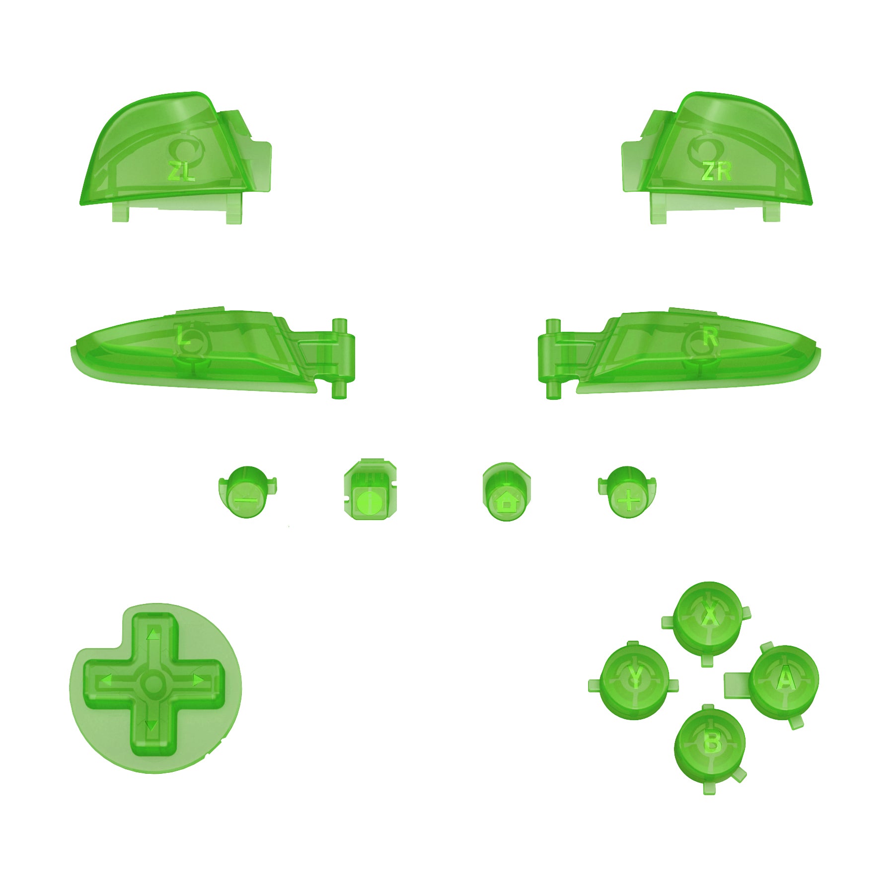 eXtremeRate DIY Replacement Full Set Buttons for Nintendo Switch Pro Controller - Clear Green (KRM540) | Custom Gaming Controller Parts for Enhanced Gameplay Experience