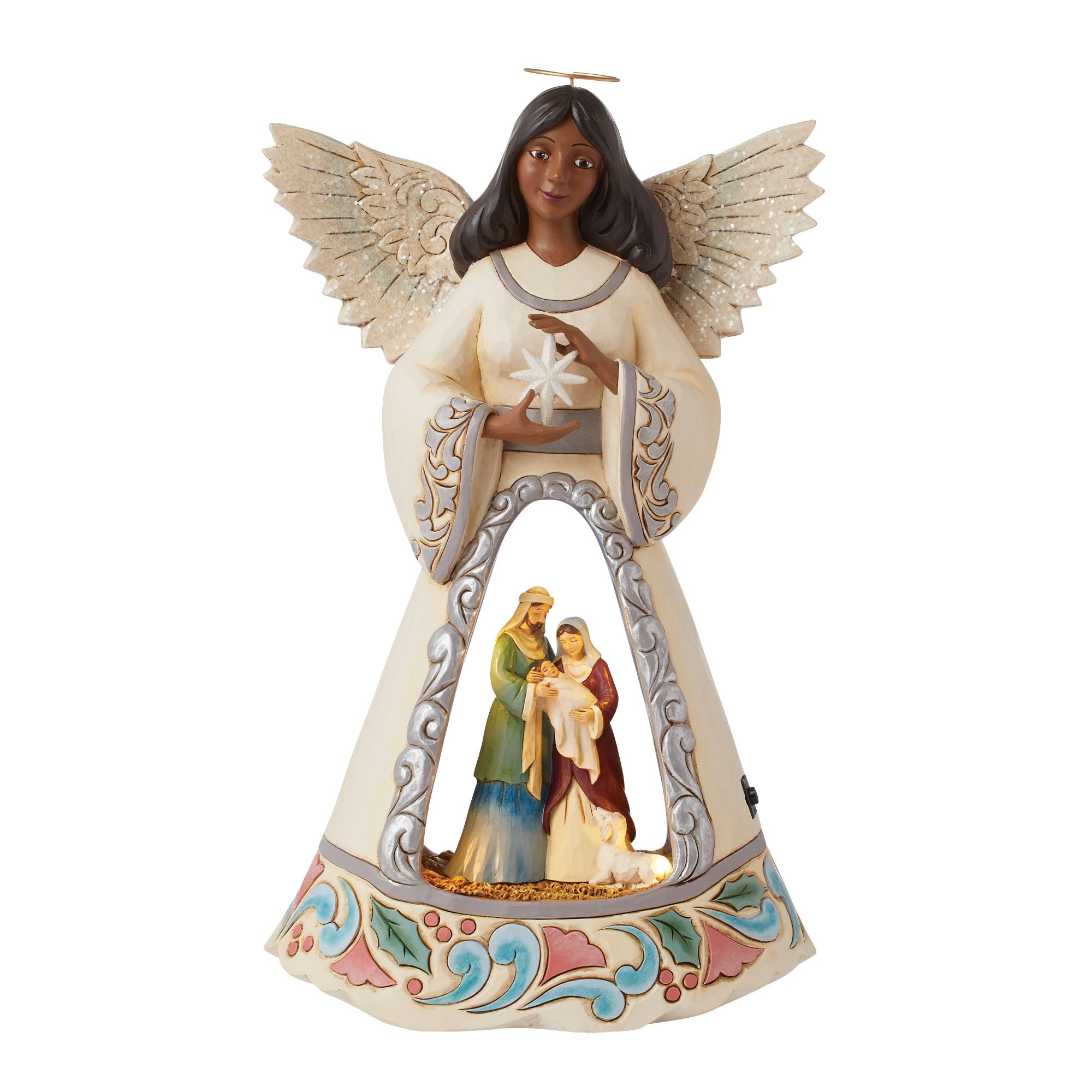 LED Nativity Angel with Open Wings - Christmas Decoration for Home, Church & Outdoor Nativity Scenes - Warm White Lights for Holiday Displays