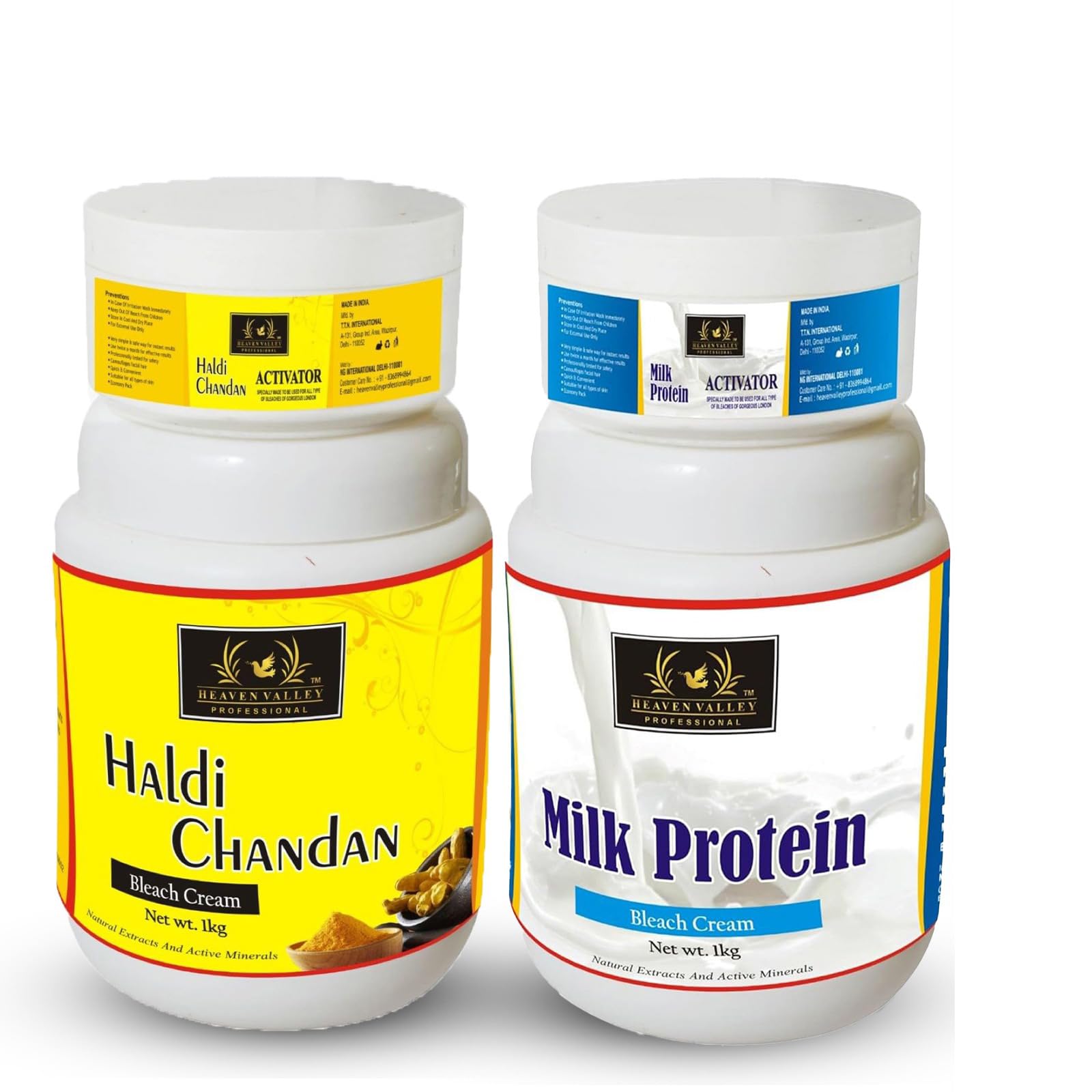 Heaven Valley Haldi Chandan & Milk Protein Bleach Cream 1kg - Natural Extracts & Active Minerals for Skin Brightening & Glowing Complexion | Perfect for Facial & Body Use at Home Spa Treatments
