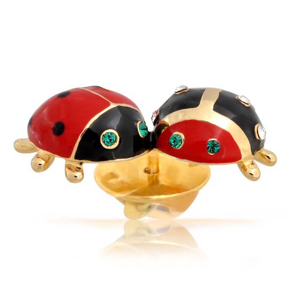 Lucky Ladybug Lapel Pin - Gold Plated Bling Jewelry for Women & Teens - Garden Party Accessory