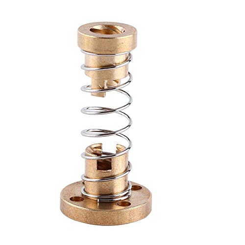 Spring Loaded Nut - Anti-Backlash Brass Gap Nut for T8 Threaded Rod Lead Screw | 3D Printer Parts & CNC Engraving Machine Accessories | Perfect for DIY Projects, Robotics, and Precision Motion Control Systems
