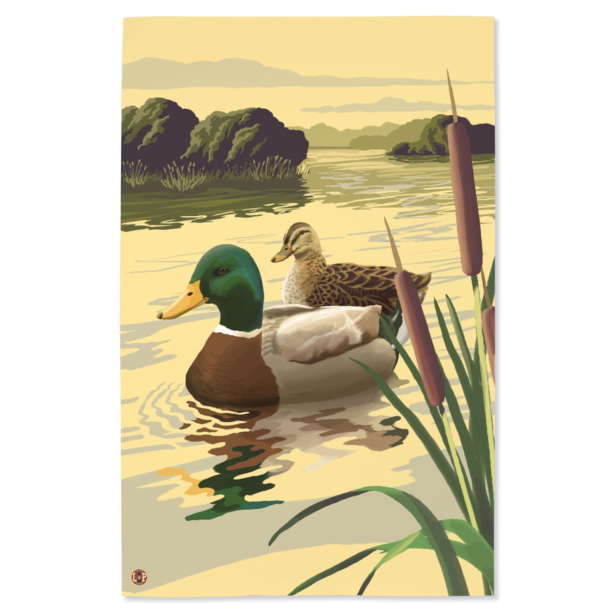 Lantern Press 16x24 Inch Giclee Art Print - Mallard Ducks Wall Decor for Living Room, Bedroom & Office | Premium Canvas Painting for Home & Office Decoration