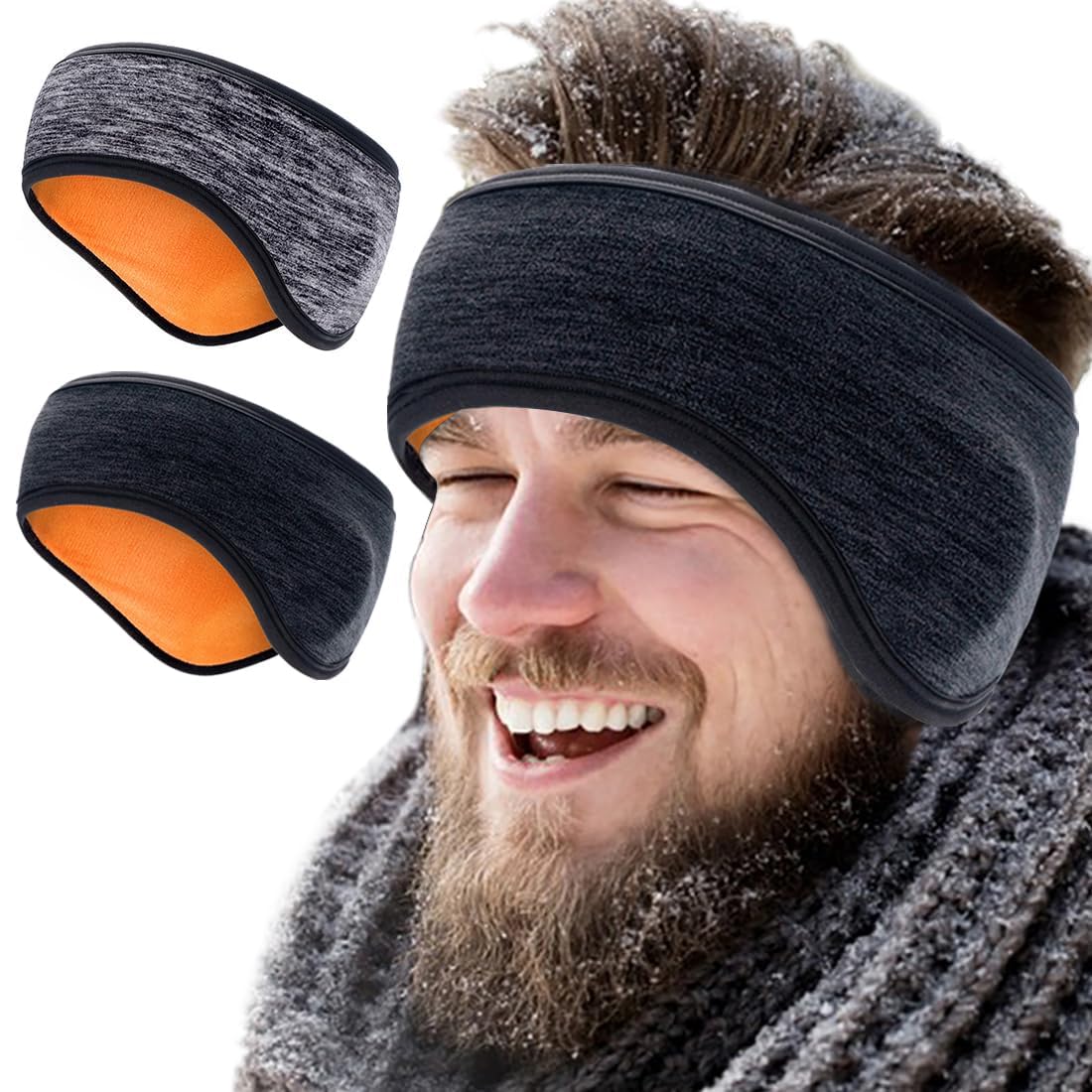 2 Pack Thick Fleece Ear Warmers for Women & Men - Winter Headband Ear Muffs for Running, Skiing, Cycling, Yoga & Hiking - Cozy Cold Weather Accessory for Outdoor Sports & Daily Commute