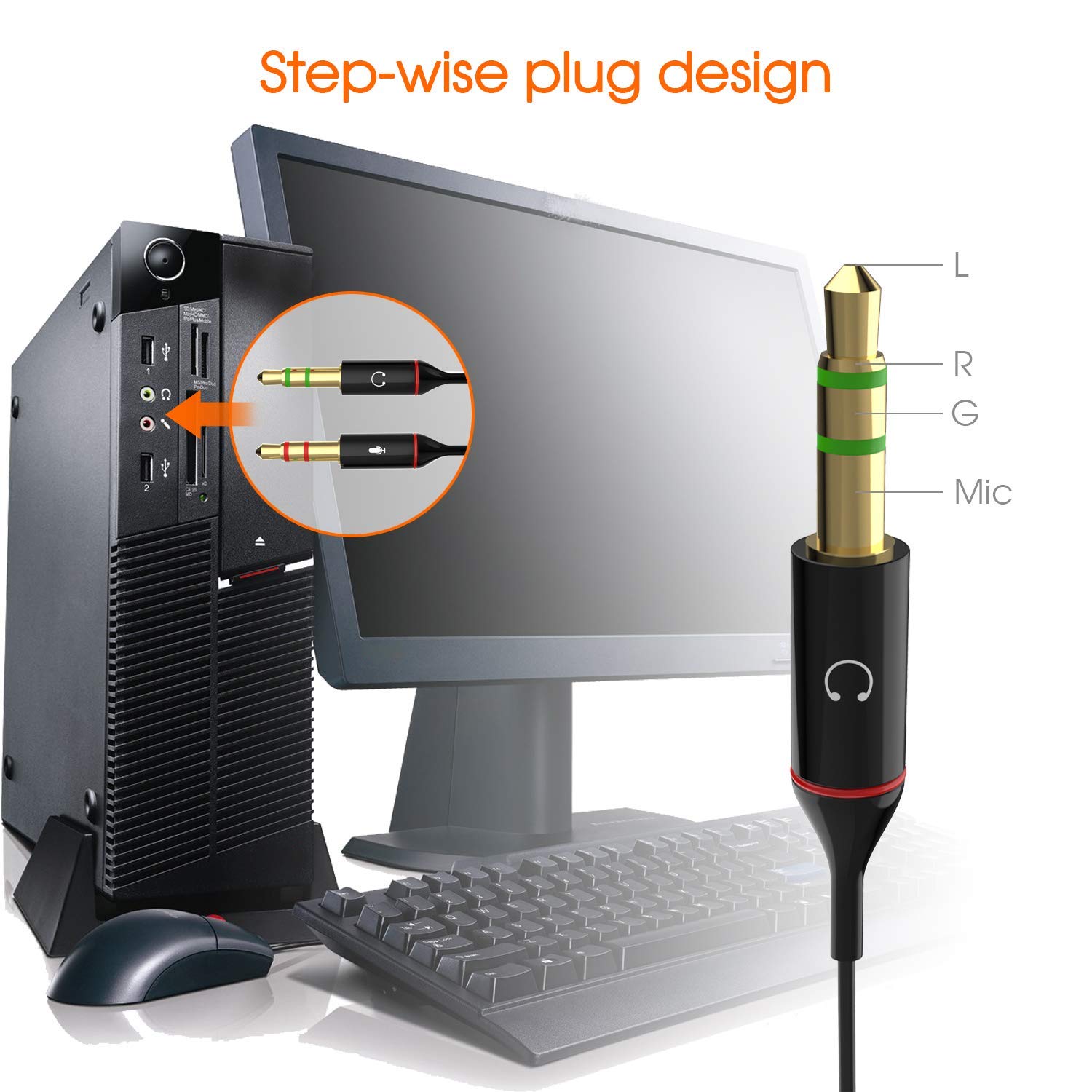 Premium 3.5mm Female to Dual 3.5mm Male Audio Splitter Cable - 2 Pack Black Headphone Adapter for PC, Laptop, Gaming Headsets | Stereo Microphone Jack Extension for Home Office, Streaming & Multi-Device Audio Sharing