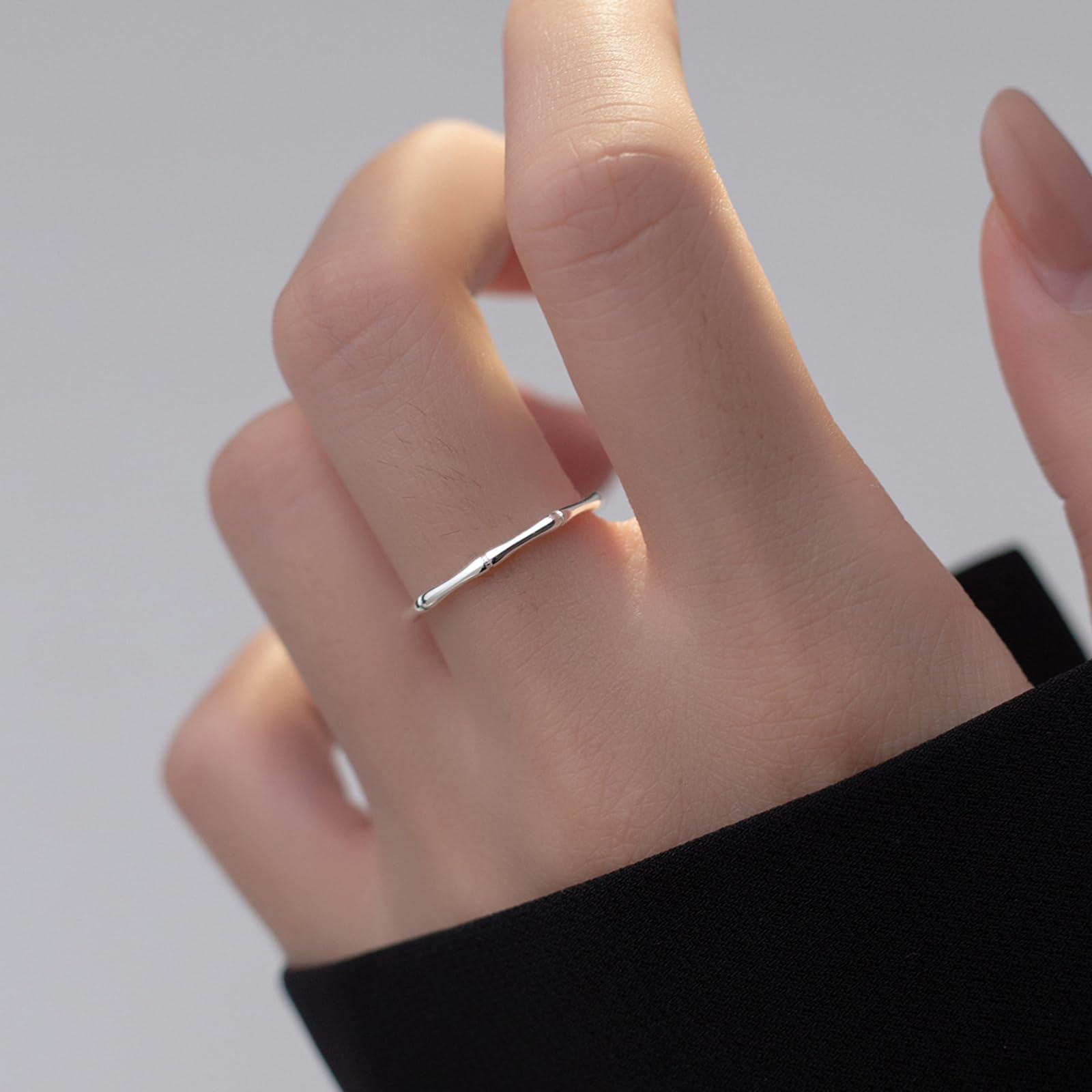 Bamboo Stackable Rings for Women - Silver & Gold Stainless Steel Wedding Rings, Engagement Rings for Women, Perfect Gift for Bridesmaids & Anniversary | Ideal for Everyday Wear, Special Occasions & Gift Giving
