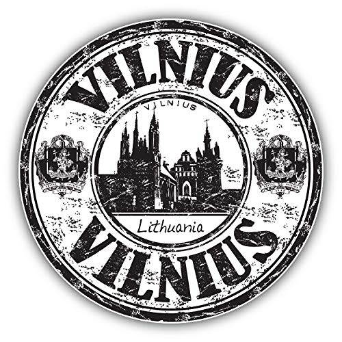 Vintage Vilnius Lithuania Grunge Rubber Stamp Vinyl Decal Sticker - Waterproof Car Bumper Sticker 5 Inch - Perfect for Laptops, Cars, Windows & Travel Accessories