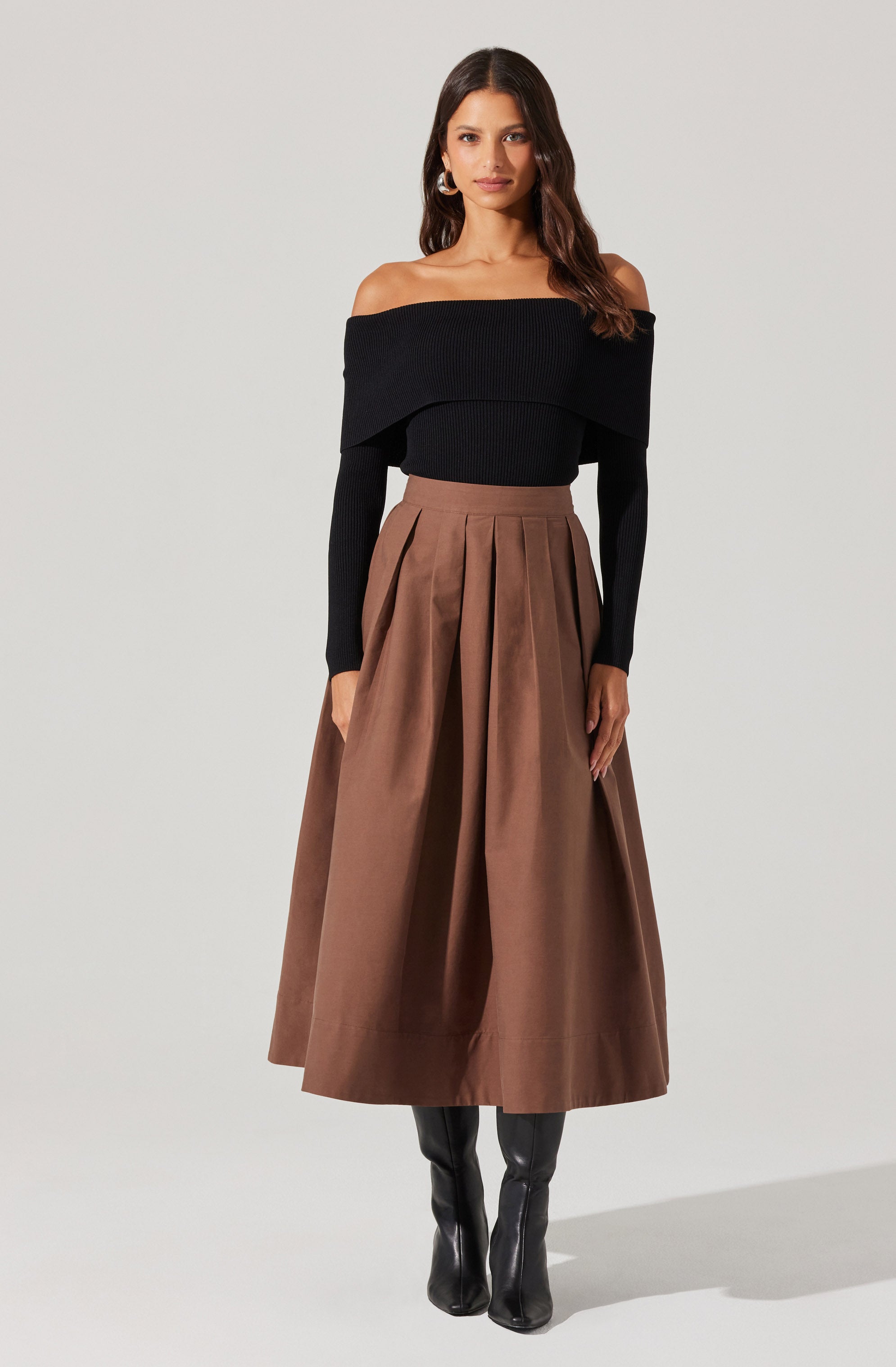Stylish Foldover Ribbed Off Shoulder Sweater for Women | Trendy Knit Pullover | Perfect for Casual Outfits, Date Nights & Fall Layering