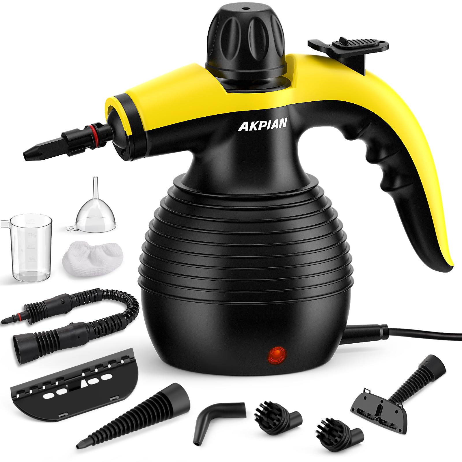 Portable Handheld Steam Cleaner for Home Use - Multipurpose Steamer with Safety Lock & 10 Accessory Kit - Removes Grime, Grease, Stains - Perfect for Kitchen, Bathroom, Car Detailing & Upholstery Cleaning
