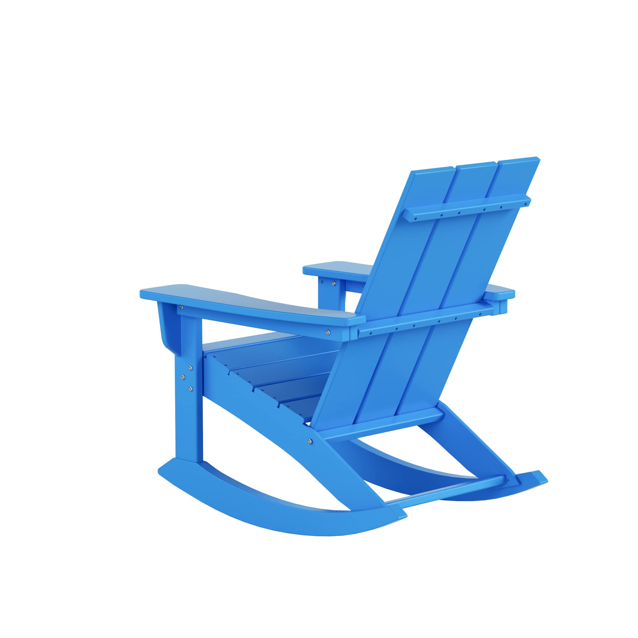 WO Home Furniture 4-Piece Patio Rocking Chair Set - Modern Outdoor HDPE UV-Resistant Rocking Chairs in Pacific Blue - Perfect for Backyard, Garden, Poolside & Porch Relaxation