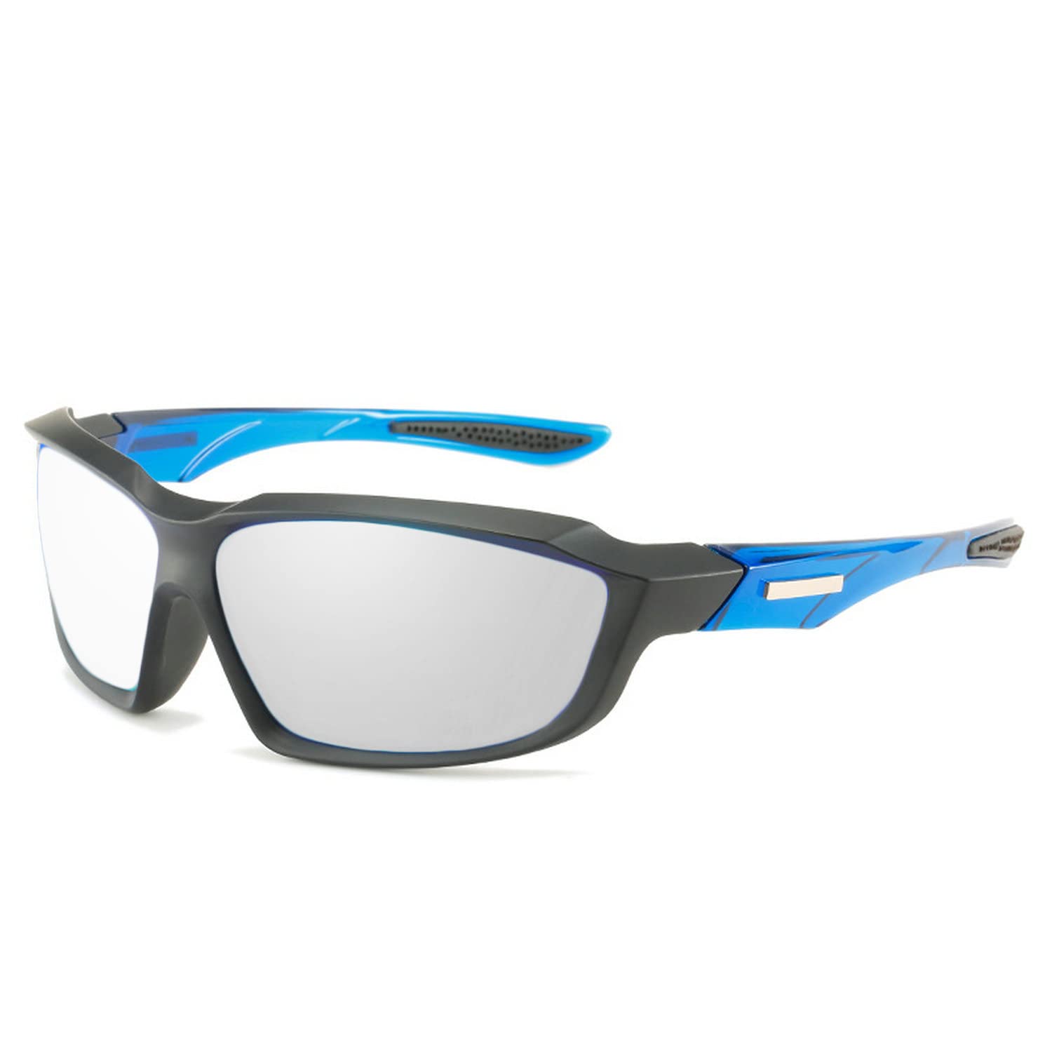 Men's Photochromic Transition Reading Glasses - Blue Square Full Frame Sports Sunglasses (0 to +4.00) for Outdoor Activities, Cycling & Driving