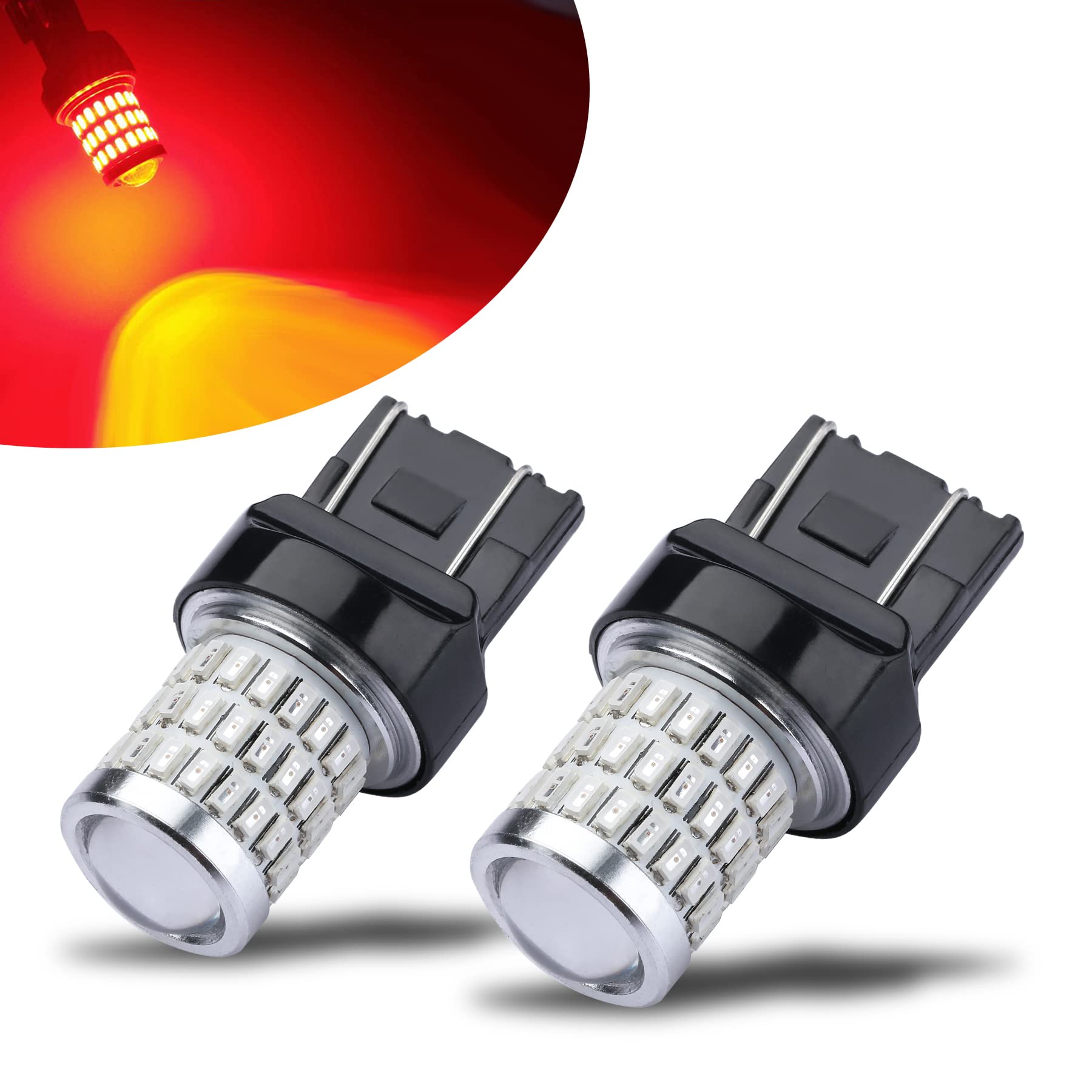 iBrightstar 7443 LED Bulb Red - Super Bright 7440 LED Brake Light Bulbs for Rear Tail Lights, Turn Signals & Daytime Running Lights - 2 Pack - Perfect for Cars, Trucks, SUVs & Motorcycles