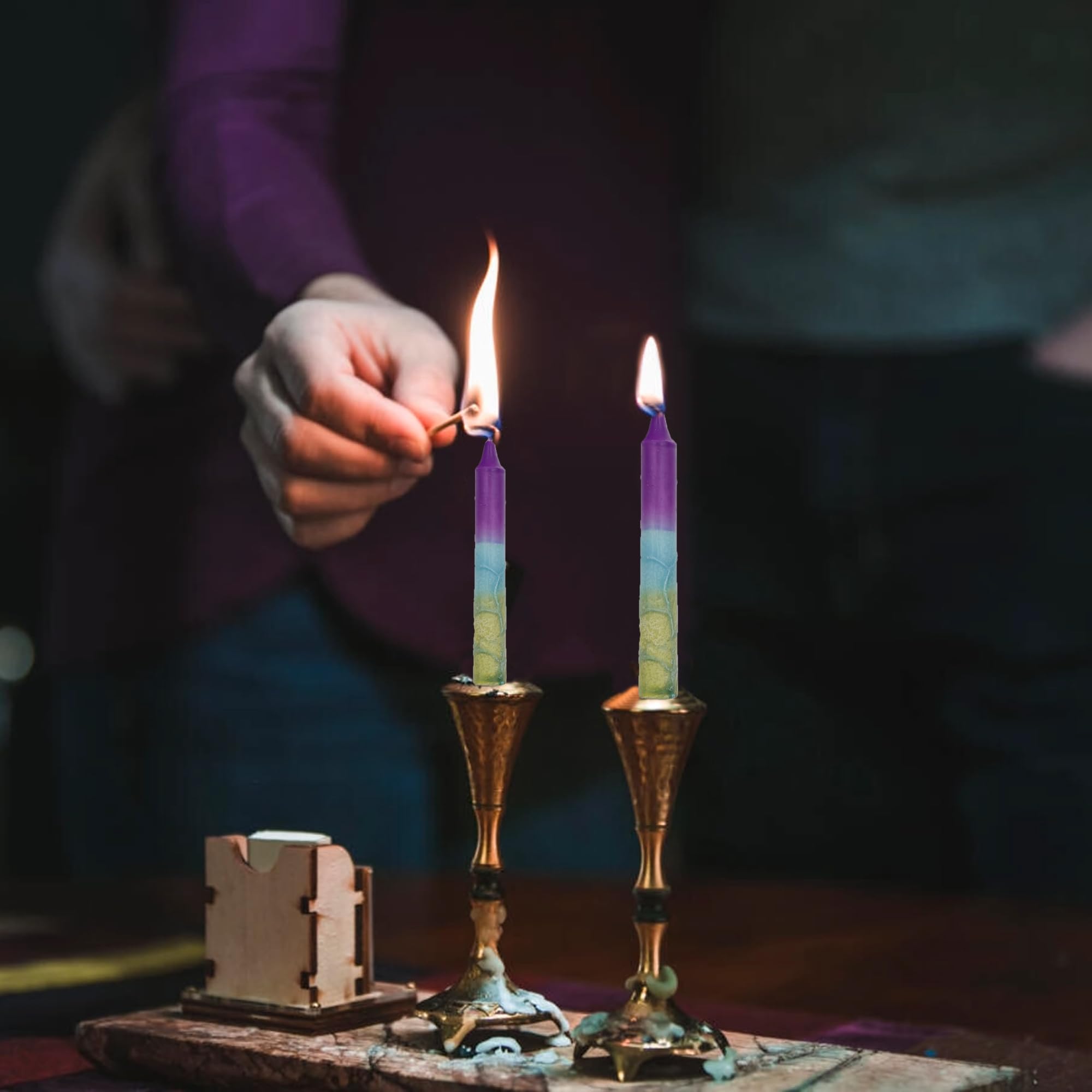 12-Pack Safed Shabbat Candles - 5 Inch Dripless Handmade Traditional Shabbos Candles for Candle Holders | Harmony Violet | Perfect for Jewish Holidays, Friday Night Dinners & Spiritual Ceremonies