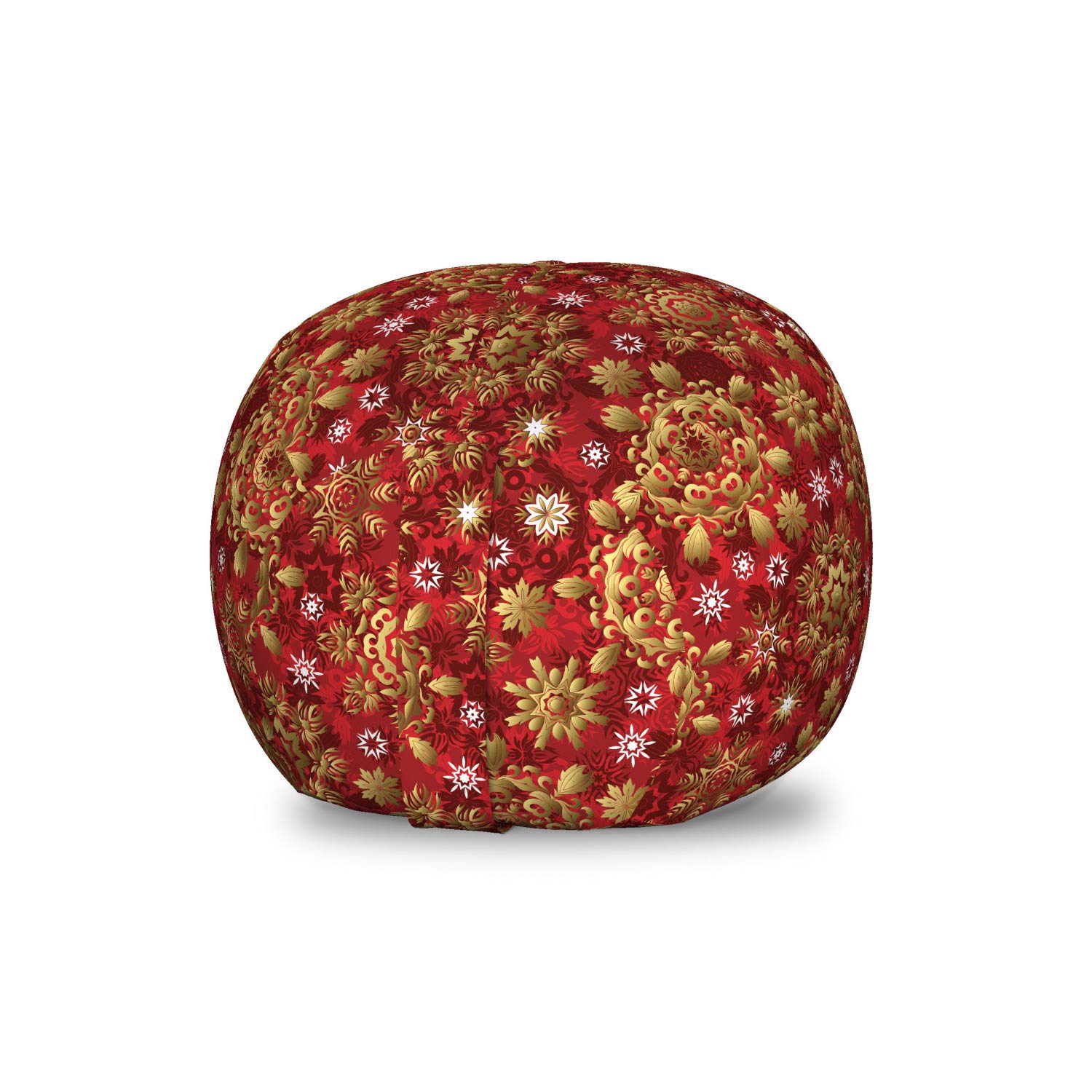 Ambesonne Mandala Storage Toy Bag Chair - Floral Design Stuffed Animal Organizer, Washable Small Size in Earth Yellow Vermilion | Kids Room Decor, Christmas New Year Gift, Playroom Storage Solution