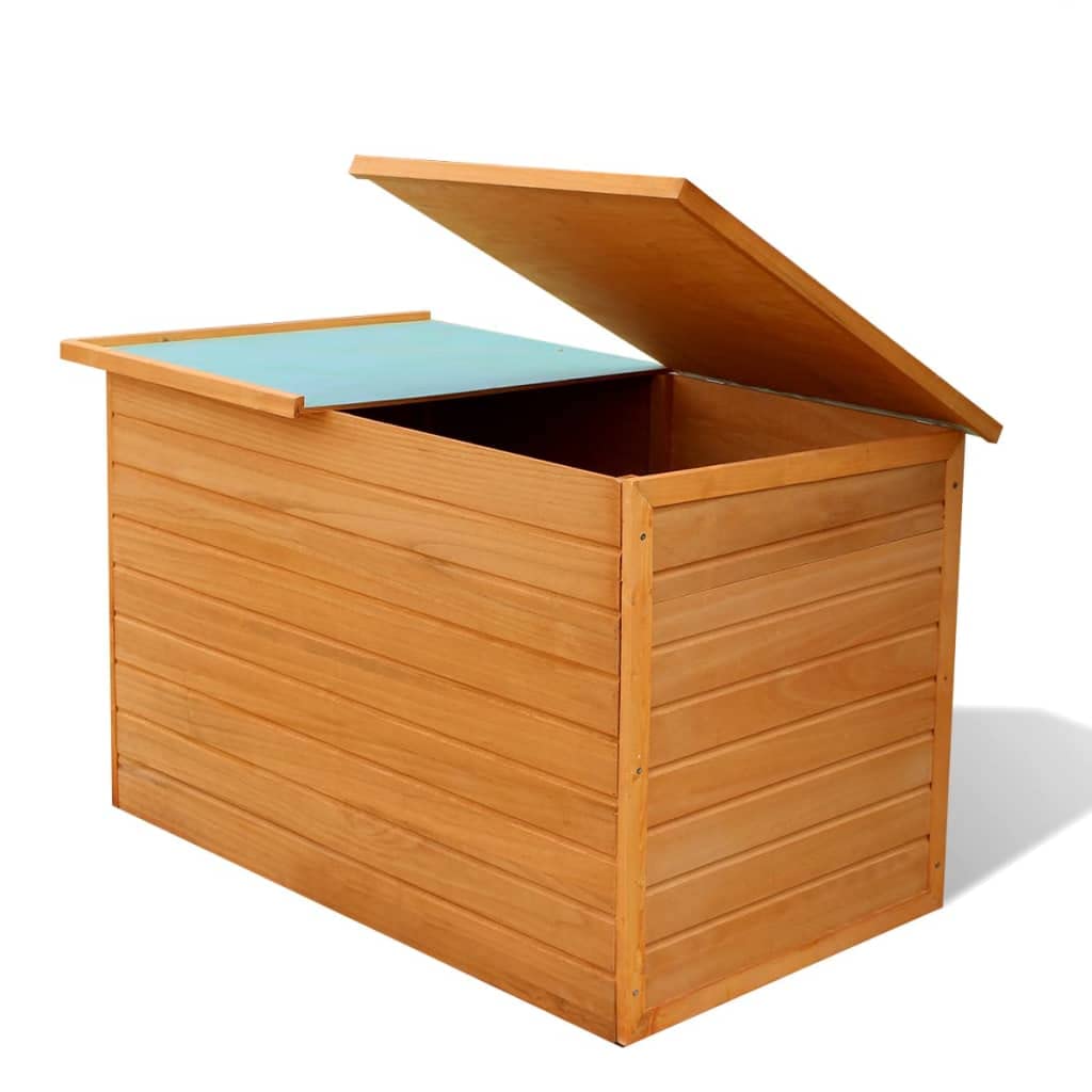 vidaXL Large Outdoor Patio Storage Box - Waterproof Fir Wood Storage Chest for Cushions, Pillows, Blankets | Weatherproof Garden Furniture Organizer for Deck, Backyard, Poolside & Patio