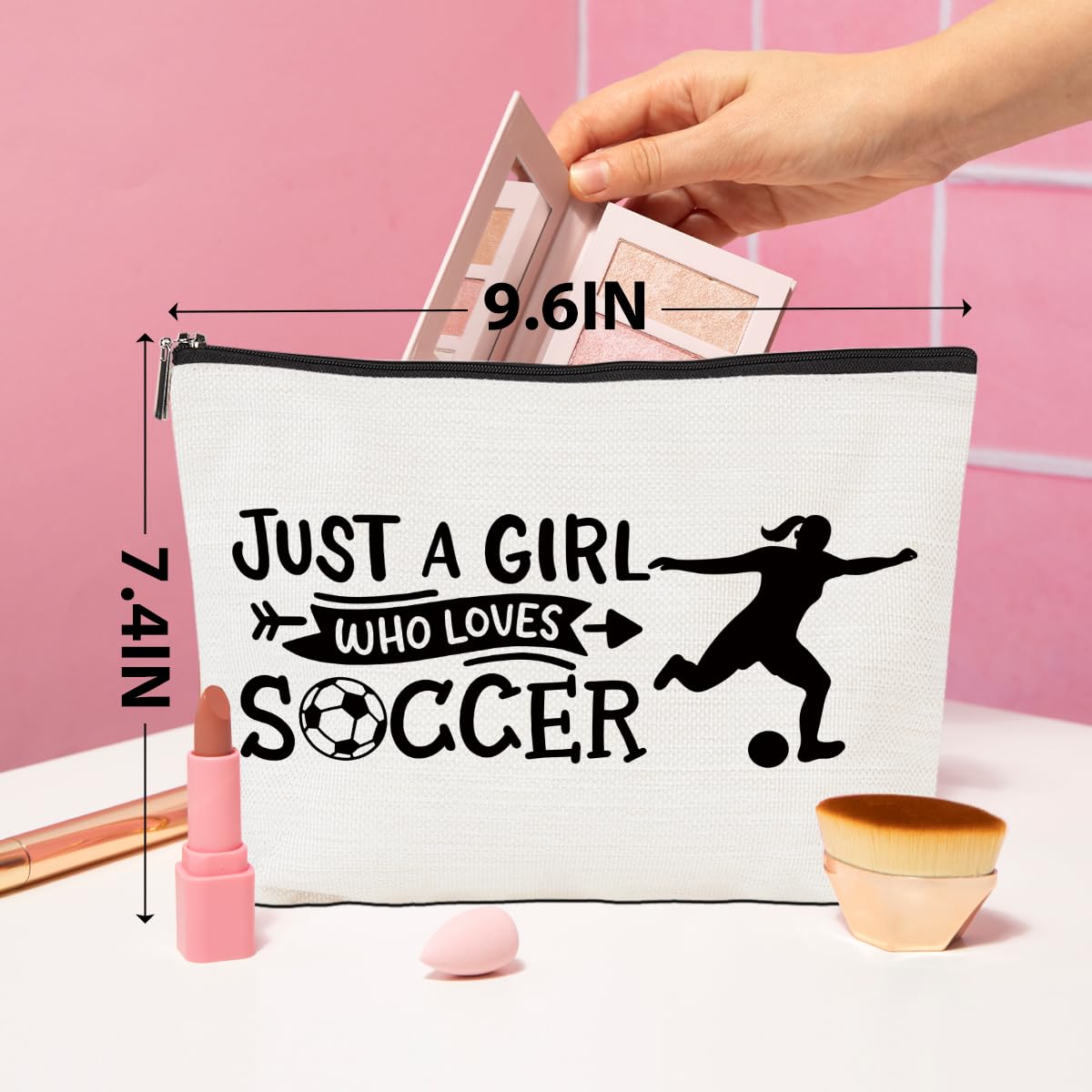 Soccer Themed Makeup Bag for Women & Girls - Perfect Gift for Soccer Coaches, Players & Lovers - Cosmetic Travel Toiletry Pouch with Zipper - Ideal for Christmas, Birthday & Team Gifts - Great for Soccer Games, Travel & Daily Use