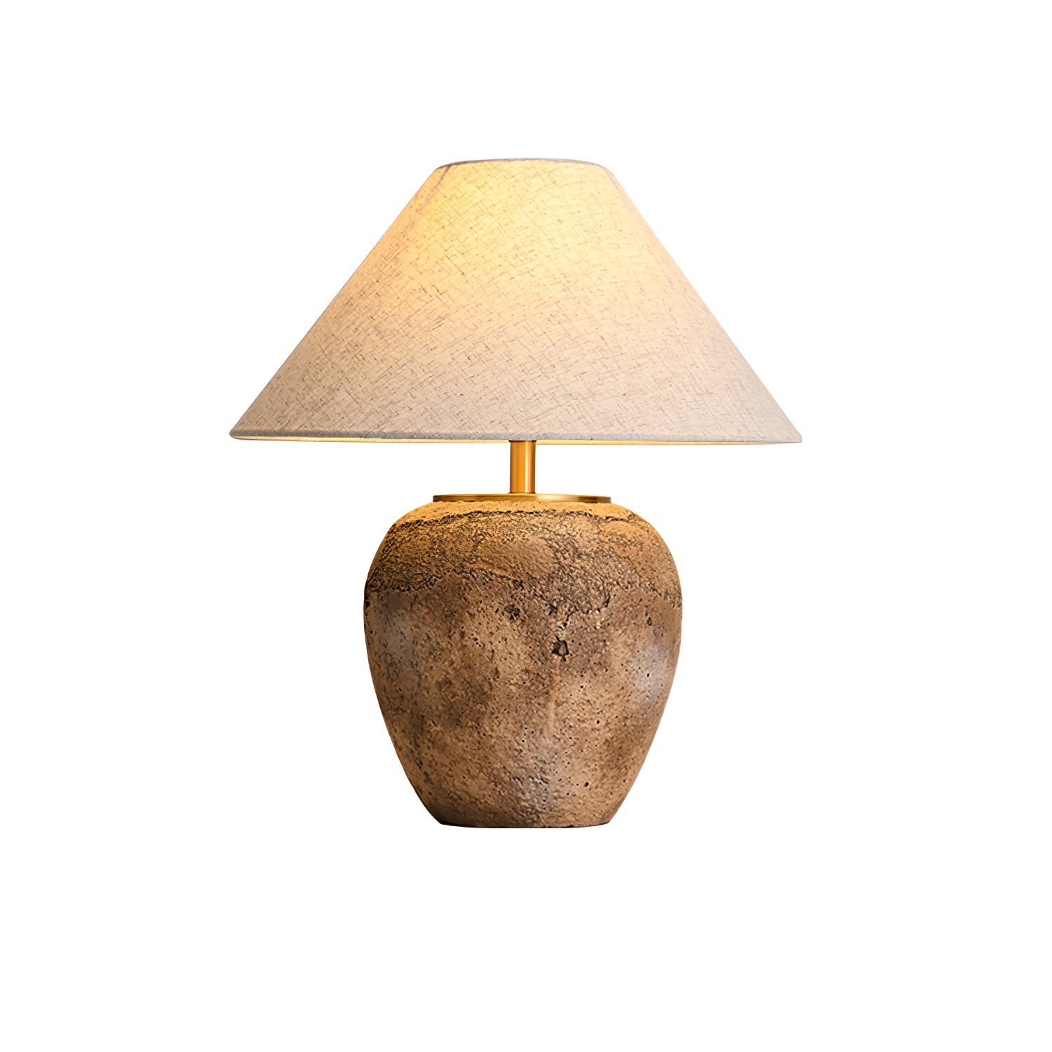 Emery Terra Table Lamp - Modern Ceramic Bedside Lamp with Fabric Shade for Living Room, Bedroom & Office Decor