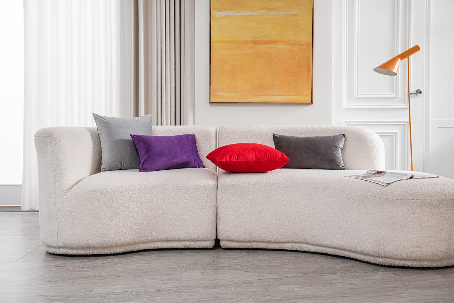 DEZENE 26x26 Inch Euro Pillow Covers Set of 2 - Soft Velvet Square Couch Pillow Shams for Sofa & Living Room Decor (Red) - Perfect for Home, Bedroom, and Lounge Comfort