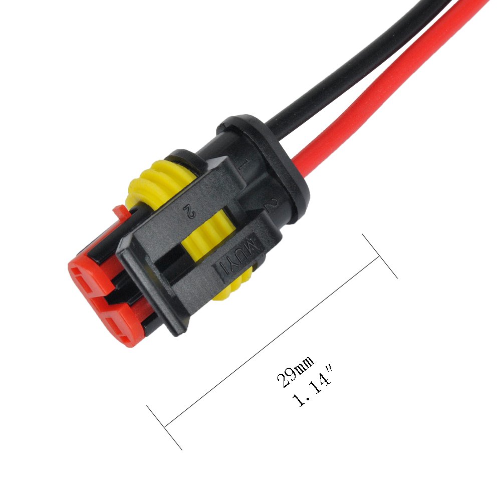 MUYI 5-Pack 2 Pin 18AWG Waterproof Wire Connectors - 1.0mm² to 1.5mm Quick Disconnect Electrical Terminals for Automotive, Marine & Outdoor Wiring Applications