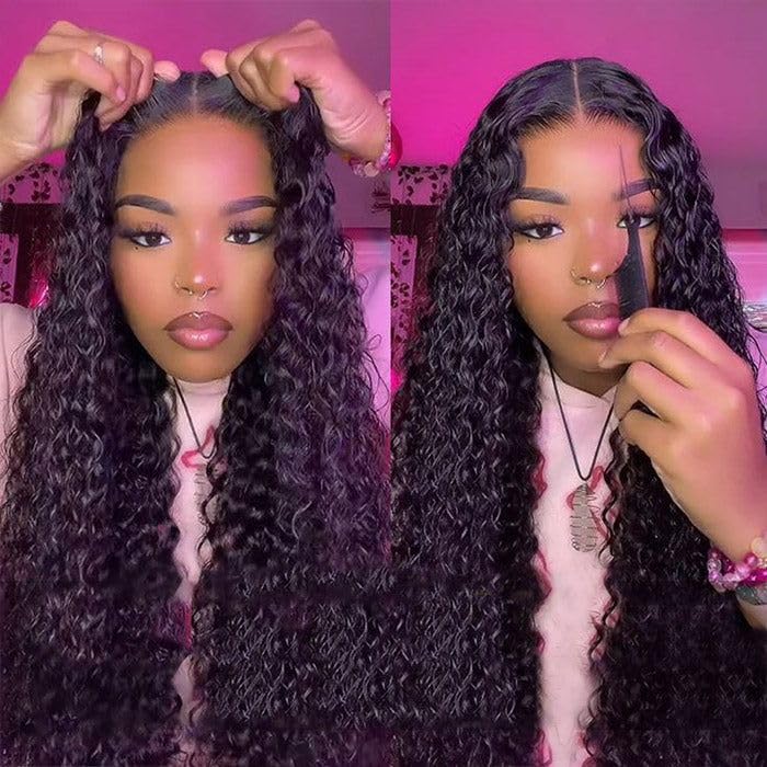 Wear and Go Glueless Human Hair Wigs - Pre Plucked, Pre Cut HD Lace Front Wig with Baby Hair | 200% Density Deep Wave Curly Wigs for Black Women | Natural Color | Perfect for Daily Wear, Parties & Special Occasions
