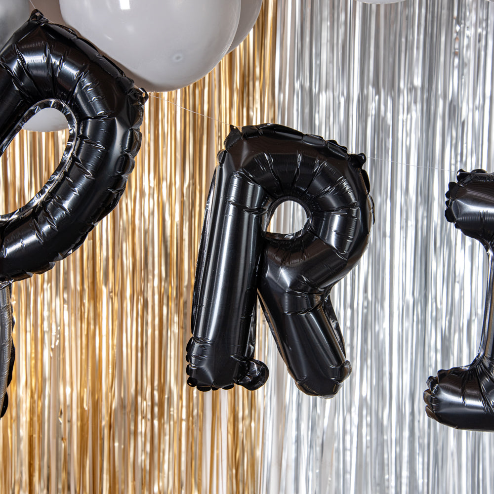 Balloonify Black Mylar Letter R Balloon - 16 Inch Large Alphabet Foil Balloon for Birthday Party Decorations, Baby Showers & Graduation Celebrations - 1 Count Box