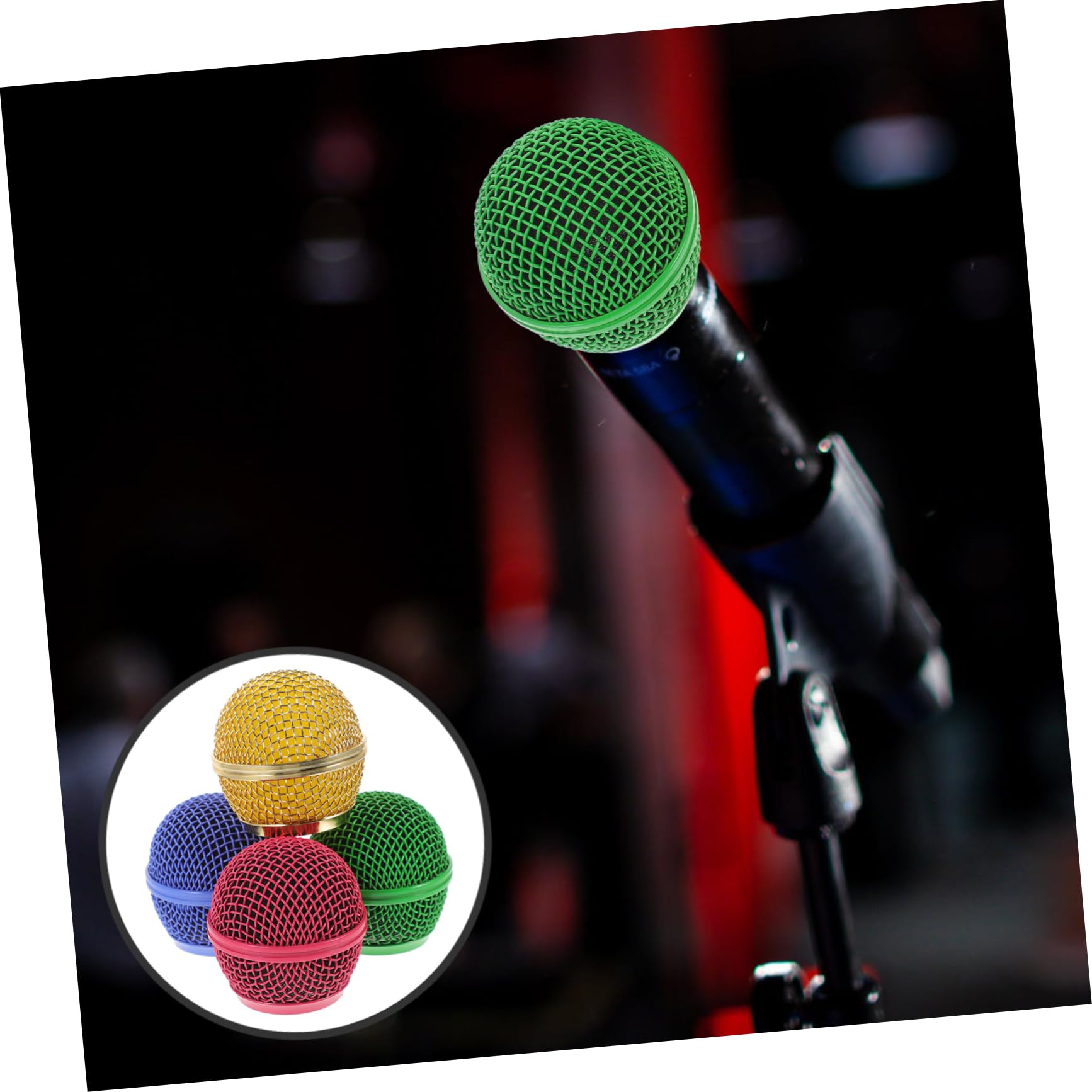 4pcs Metal Microphone Grill Cover - Colorful Mic Head Mesh Replacement for Professional Studio, Live Performance & Karaoke Use