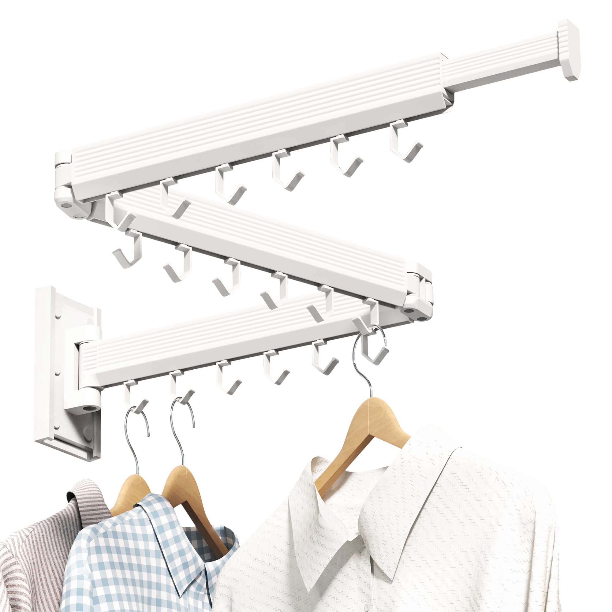 Wall Mounted Laundry Drying Rack - Retractable & Collapsible for Small Spaces