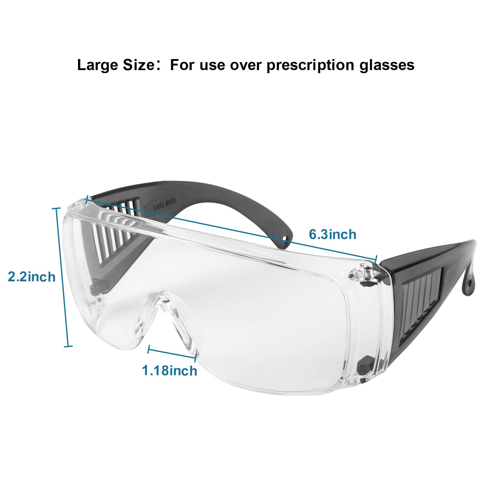 OTG Shooting Glasses Over Prescription Eyeglasses - Anti-Fog Safety Glasses for Hunting, Shooting & Outdoor Activities