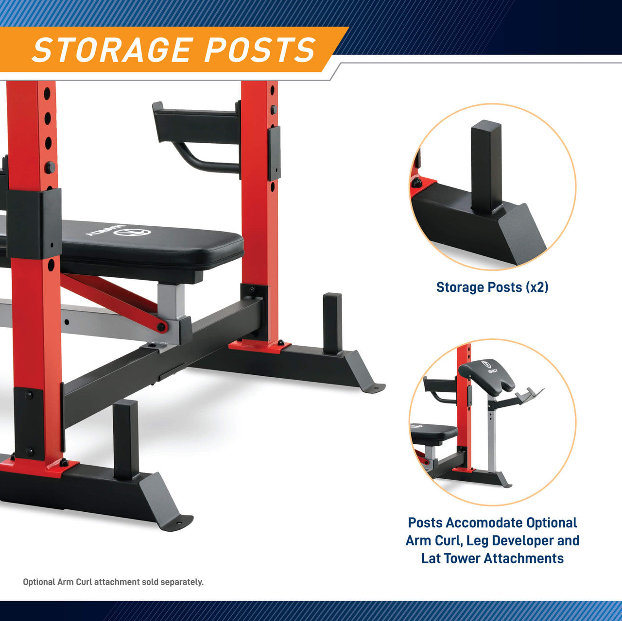Marcy Olympic Weight Bench MWB-7096 - Adjustable Strength Training Bench for Home Gym, Full Body Workout - Perfect for Squats, Bench Press & Dumbbell Exercises