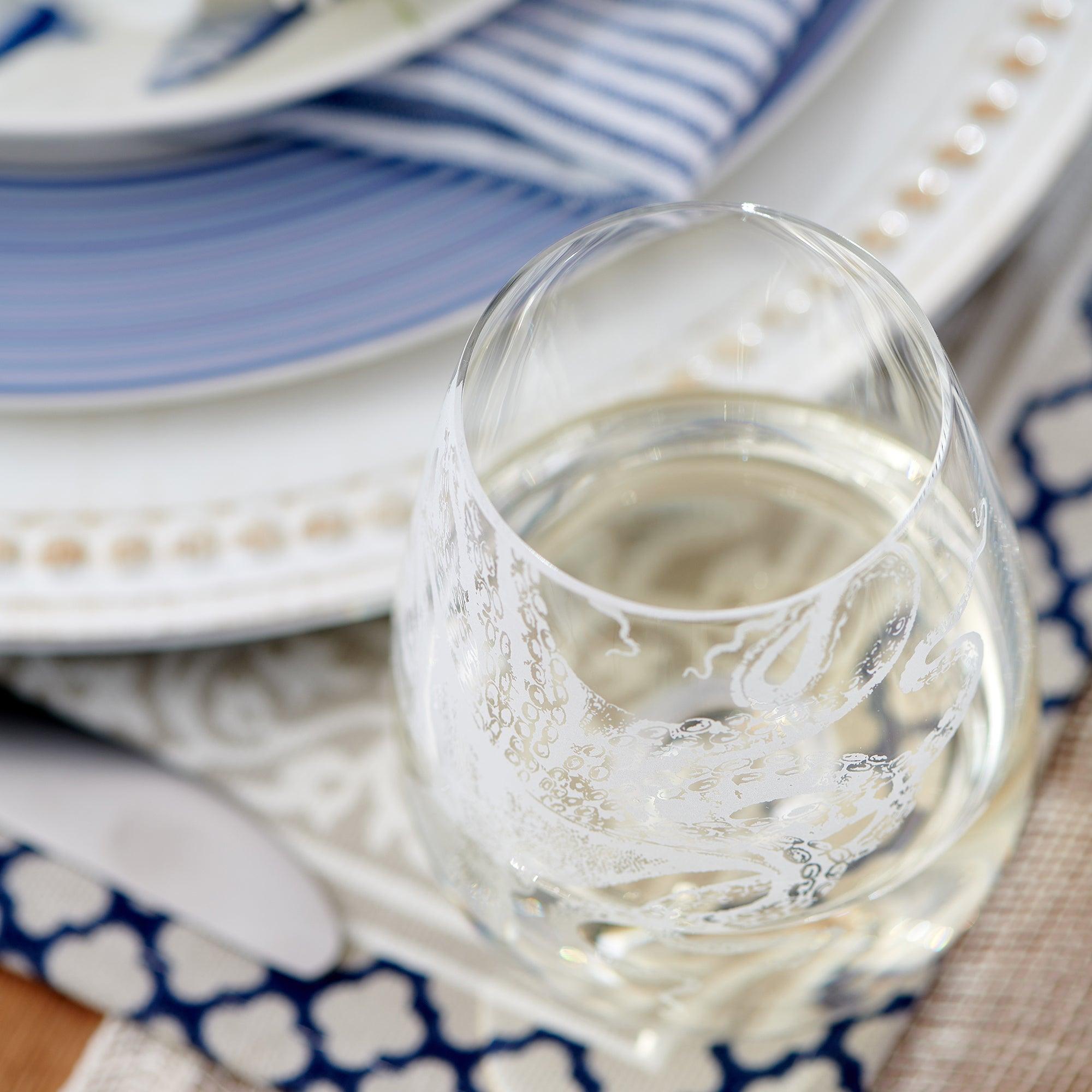 Elegant Lucy Stemless Wine Glasses Set of 4 - Shatterproof BPA-Free Crystal Clear Tumblers for Red & White Wine, Cocktails, Juice - Perfect for Dinner Parties, Picnics, Wedding Gifts & Home Bar Use