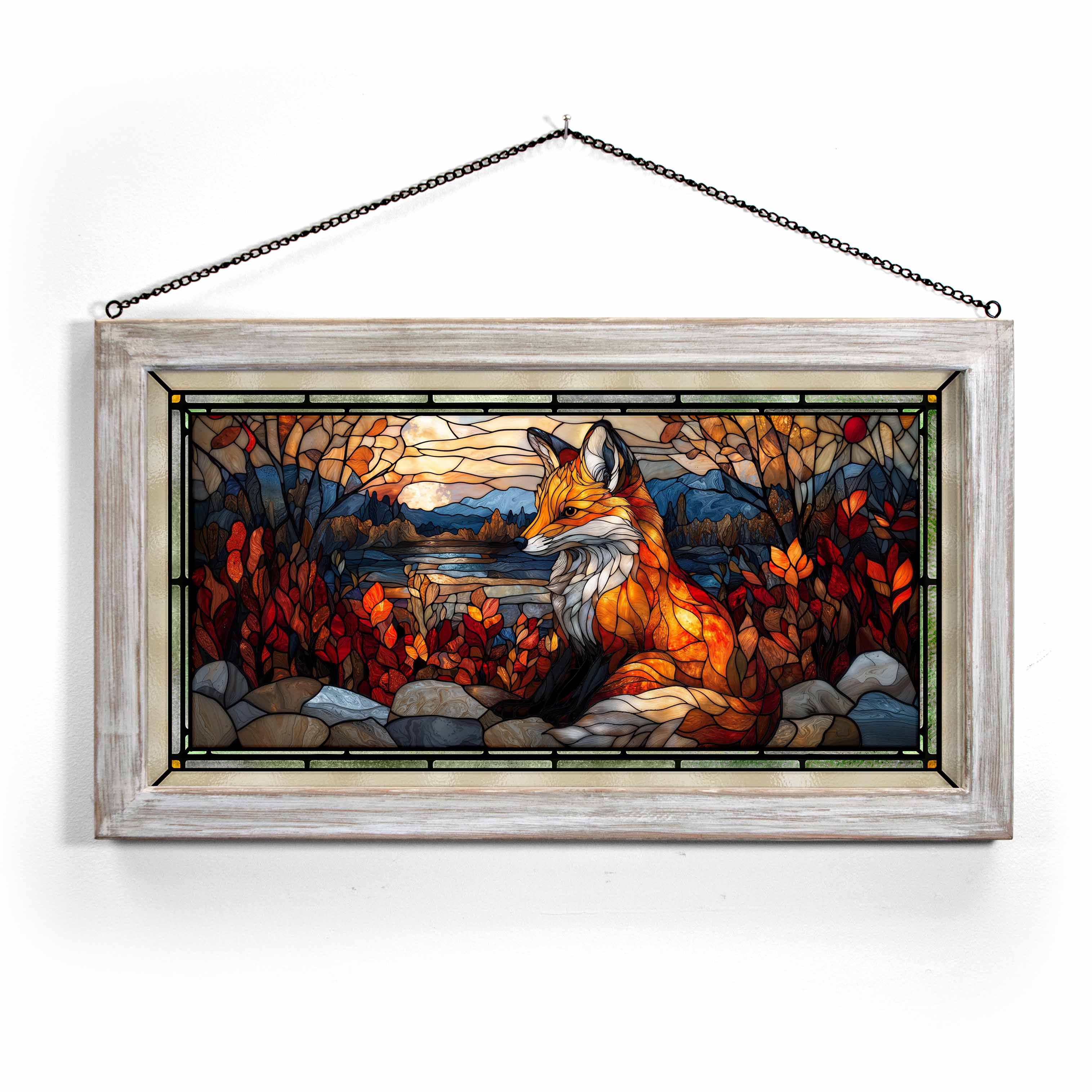 Equinox Wanderer - 13 x 23 Inch Stained Glass Wall Art Panel - Handcrafted Sun Catcher for Windows, Home Decor, Church & Gift Ideas