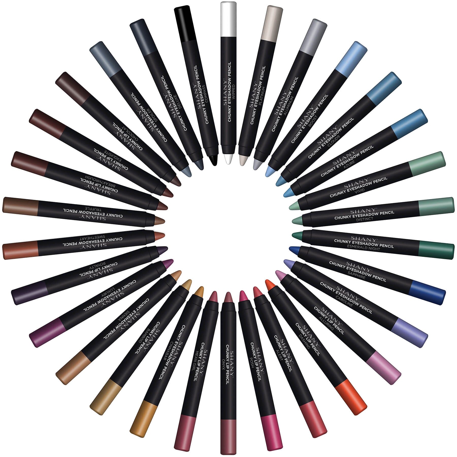 30 Colors Chunky Makeup Pencils with Vitamin E & Aloe Vera for Eyes & Lips - Perfect for Daily Makeup, Professional Looks & On-the-Go Touch Ups