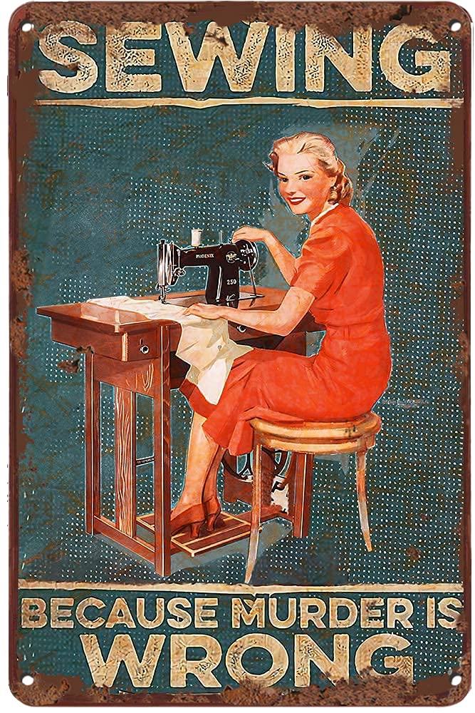 Vintage Sewing Metal Sign - Retro Tin Wall Art Plaque for Home, Kitchen, Office Decor - 12x18 Inch - Perfect Gift for Sewing Lovers & Craft Rooms - Adds Vintage Charm to Workshops, Sewing Studios & Creative Spaces