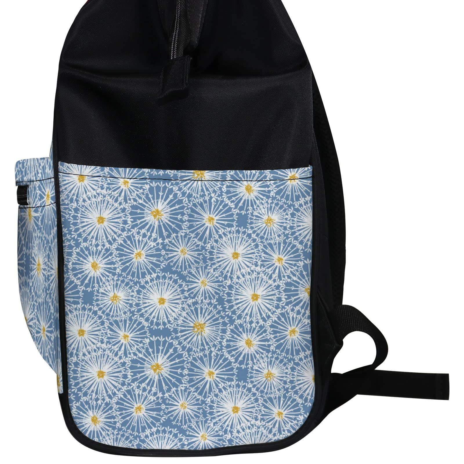 Waterproof Diaper Backpack for Travel - Large Capacity Baby Nappy Changing Bag with Laptop Compartment | Blue & White Dandelion Design | Durable Unisex Backpack for Parents (Perfect for Daycare, Outings & Family Trips)