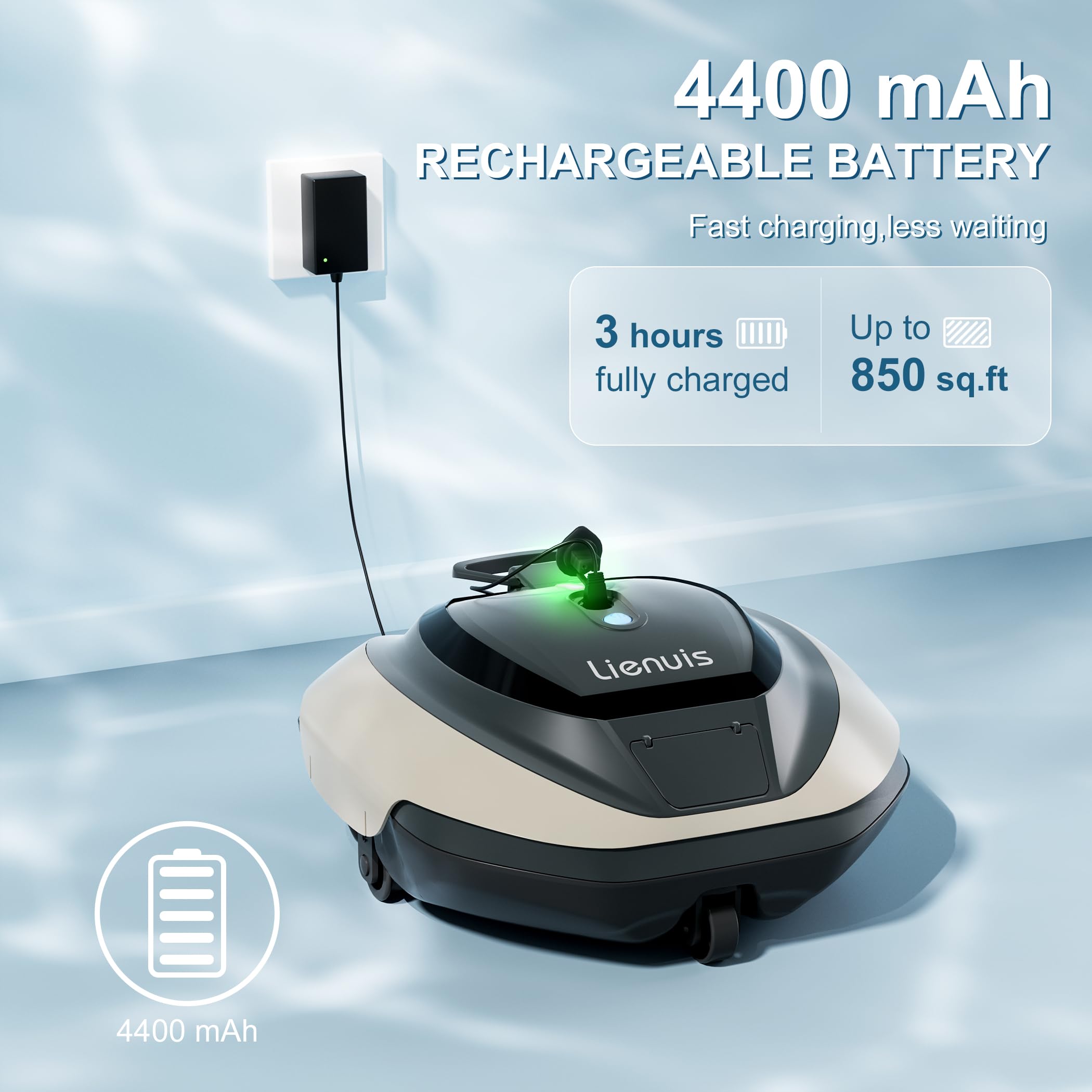 Best Cordless Robotic Pool Cleaner for Above Ground Pools - Powerful Suction & DirtLock Tech, 90 Min Runtime, Covers 850 Sq.Ft, Self-Parking - Perfect for Weekly Pool Maintenance & Seasonal Cleaning
