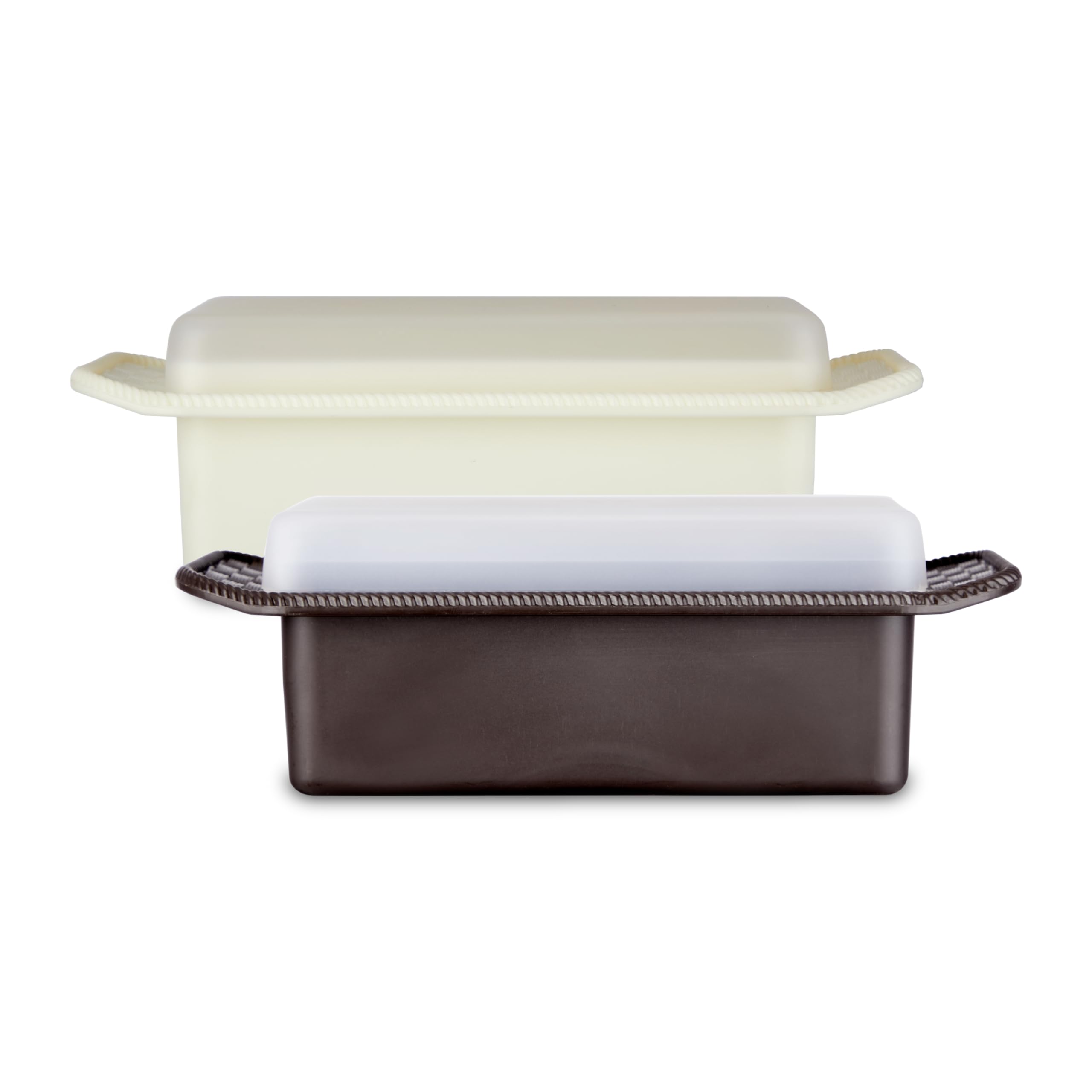 RATAN PLASTICWARE Butter Storage Box - Pack of 2 (Dark Brown & Off Ivory) | Large Capacity Plastic Food Container for Butter, Cheese, Margarine | Kitchen & Pantry Organization Solution