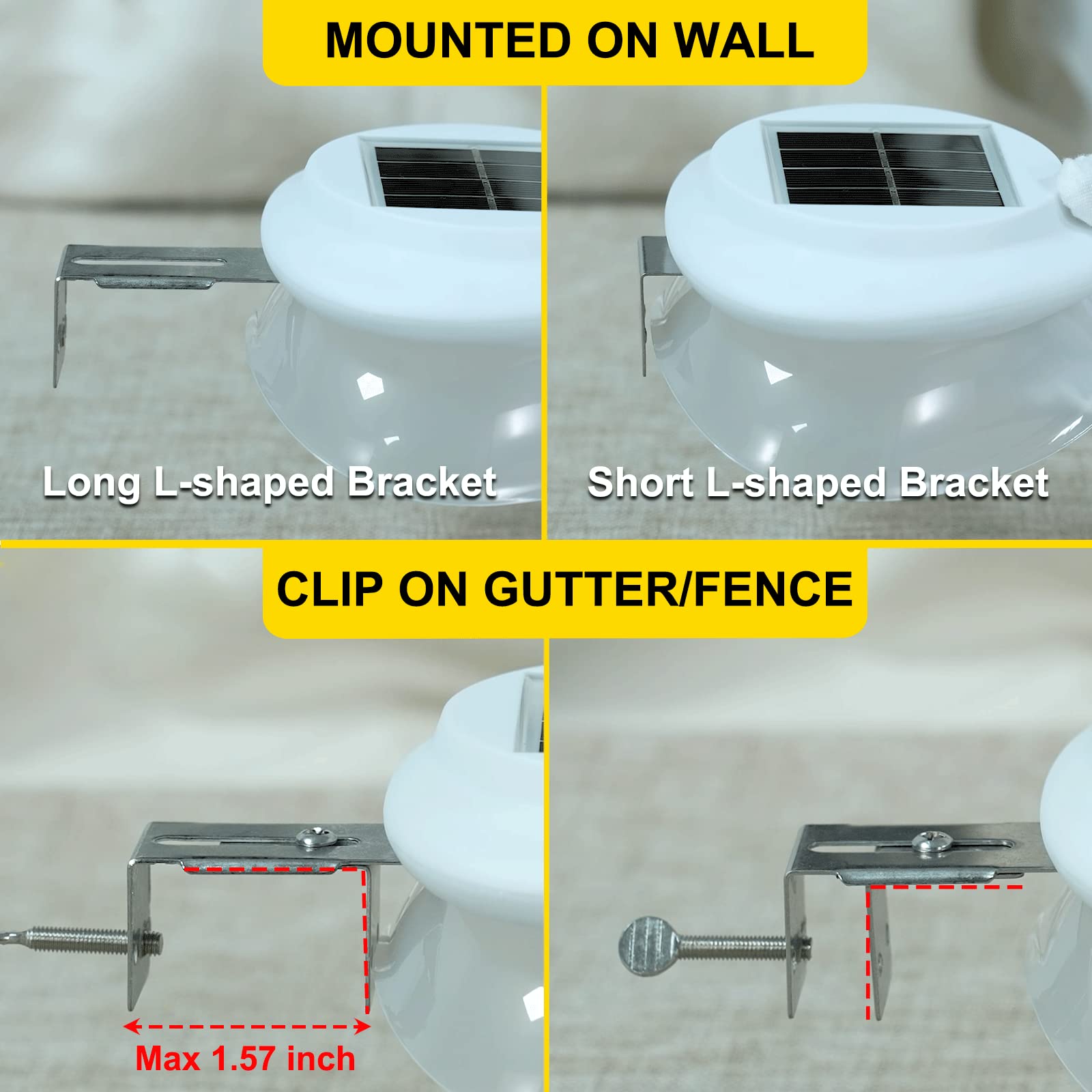 ROSHWEY 6 Pack Solar Gutter Lights - 9 LED Waterproof Outdoor Lights for Patio, Garden, Fence, Pathway & Landscape Decor (Cool White) | Energy-Efficient Solar Lighting for Home Exterior, Yard & Driveway