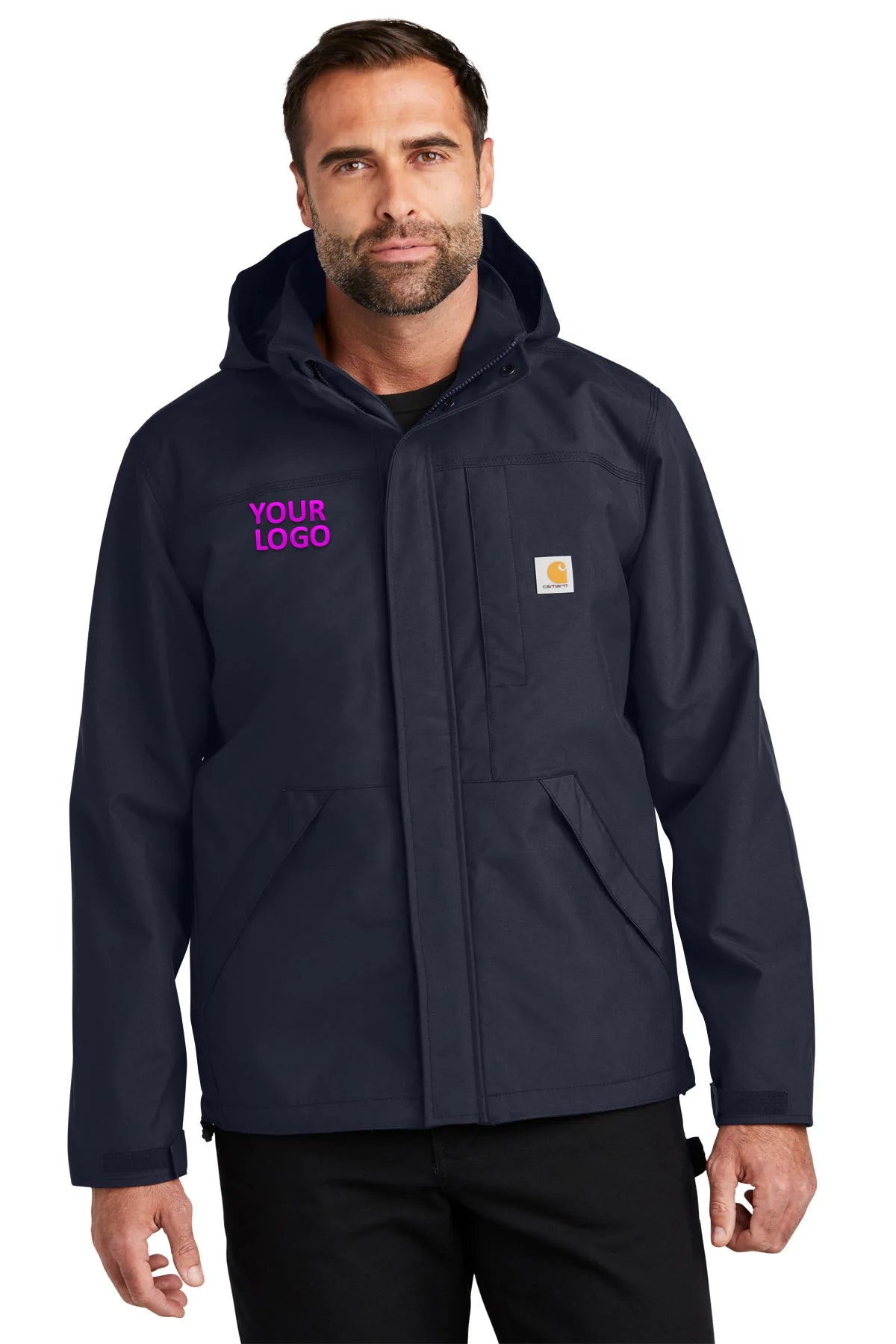 Carhartt Shoreline Branded Jackets for Men - Water-Resistant Work Jacket in Navy Blue - Ideal for Outdoor Work, Hiking & Casual Wear