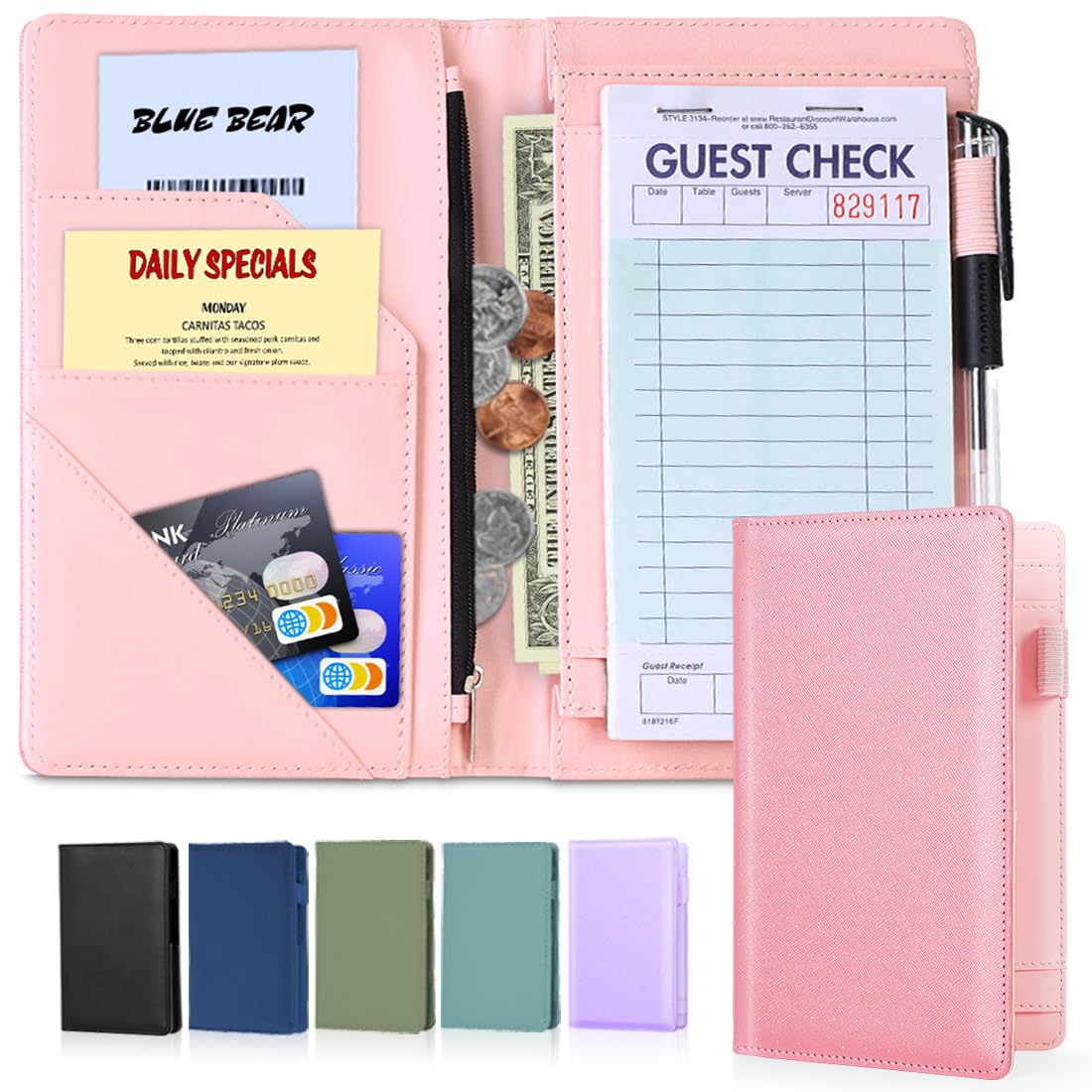 Durable Waitress Server Book for Restaurants, Cafes & Bars