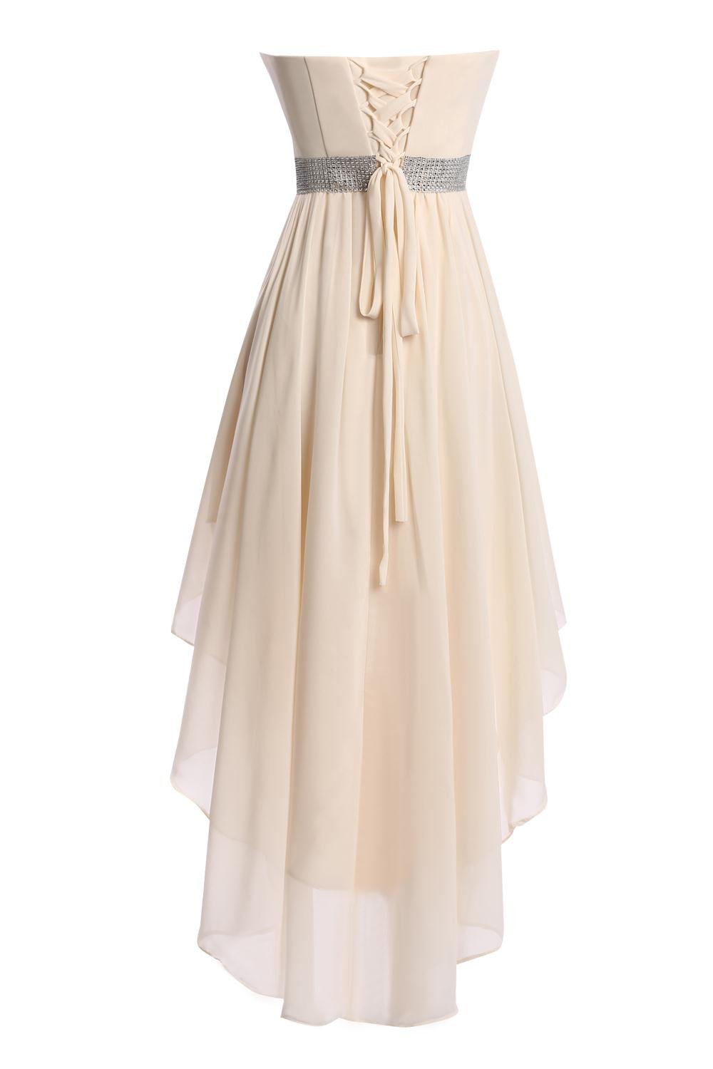 Elegant Women's High Low Lace Up Prom Dress - Homecoming Party Gown in Ivory Size 12 | Perfect for Formal Dances, Weddings & Special Occasions
