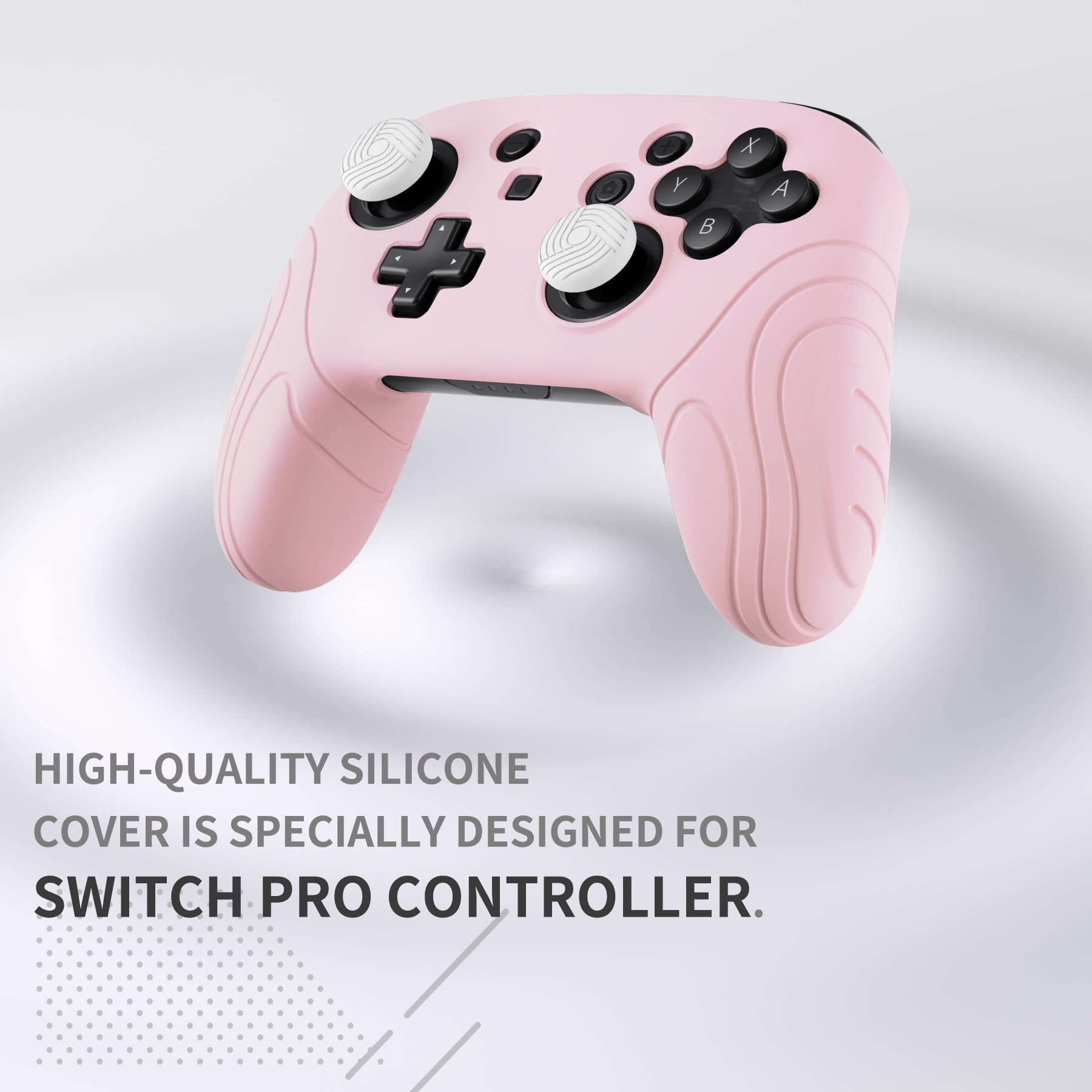 PlayVital Samurai Edition Ergonomic Silicone Protective Case for Nintendo Switch Pro Controller - Soft Anti-Slip Grip Cover with Thumb Grips, Cherry Blossom Pink | Perfect for Gaming, Travel & Long Play Sessions