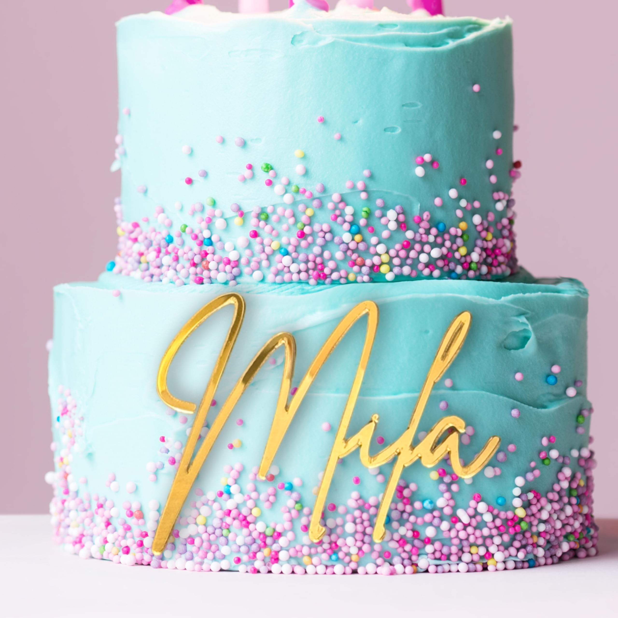 Custom Acrylic Cake Topper - Personalized Wedding, Graduation 2025 & Quinceañera Cake Decorations - Gold Cake Charm & Place Card Holder - Perfect for Wedding Cakes, Birthday Parties & Special Celebrations