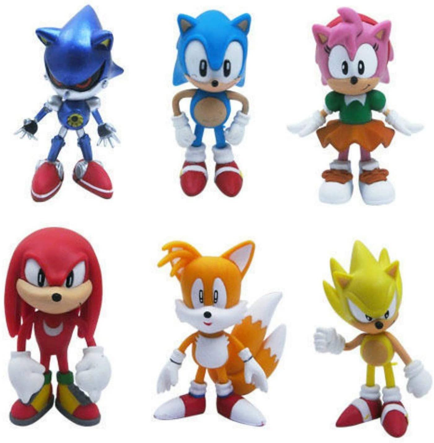 LYNHEVA 6-Piece Sonic the Hedgehog Cake Toppers Set - 2.4 Inch Action Figure Decorations for Birthday Parties, Baby Showers & Game-Themed Cakes - Perfect Gift for Kids & Sonic Fans