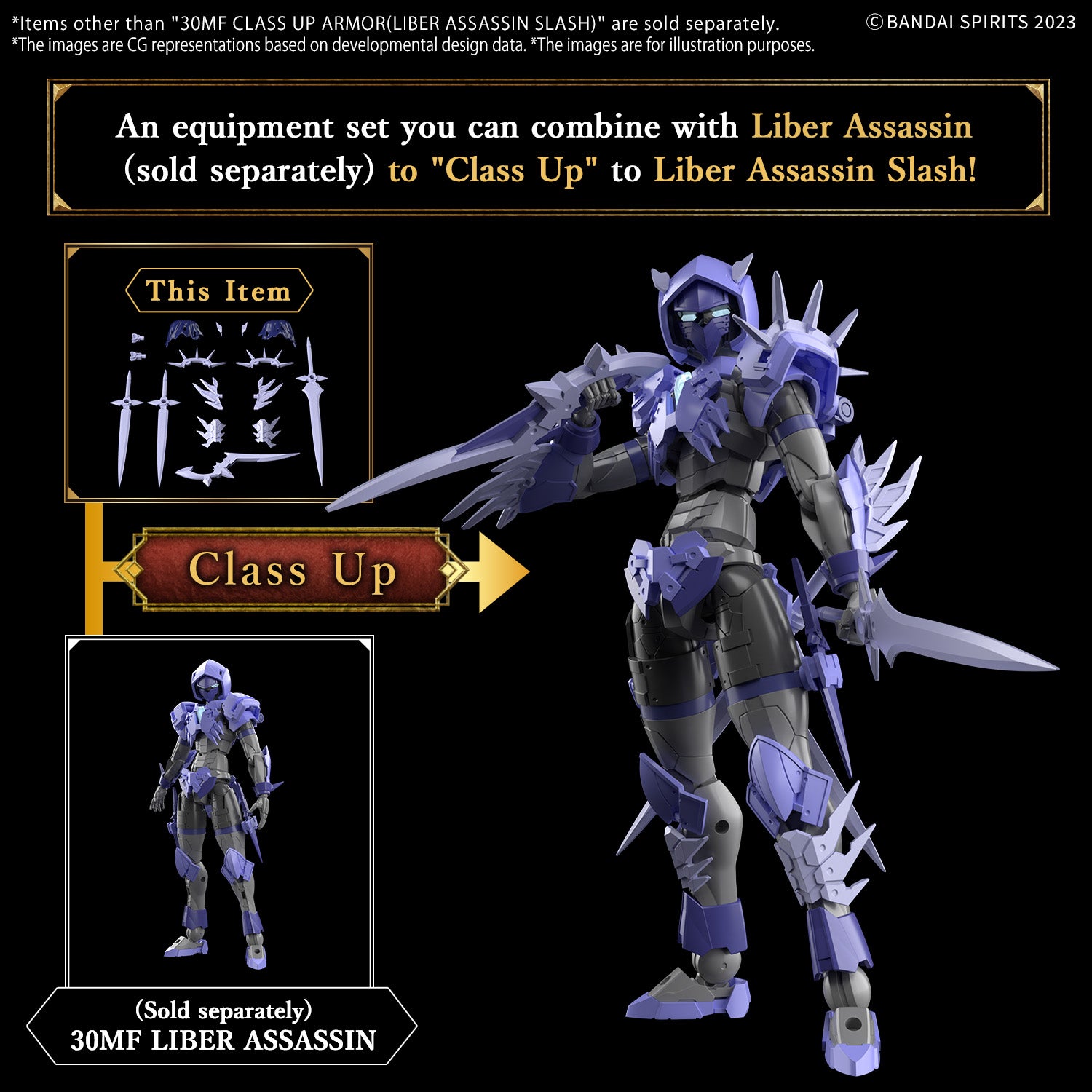 Bandai 30 Minutes Fantasy 30MF A 11 1/144 Scale Class Up Armor (Liber Assassin Slash) Model Kit - Perfect for Anime Collectors & Gundam Builders - Great for Display, Customization & Action Figure Battles